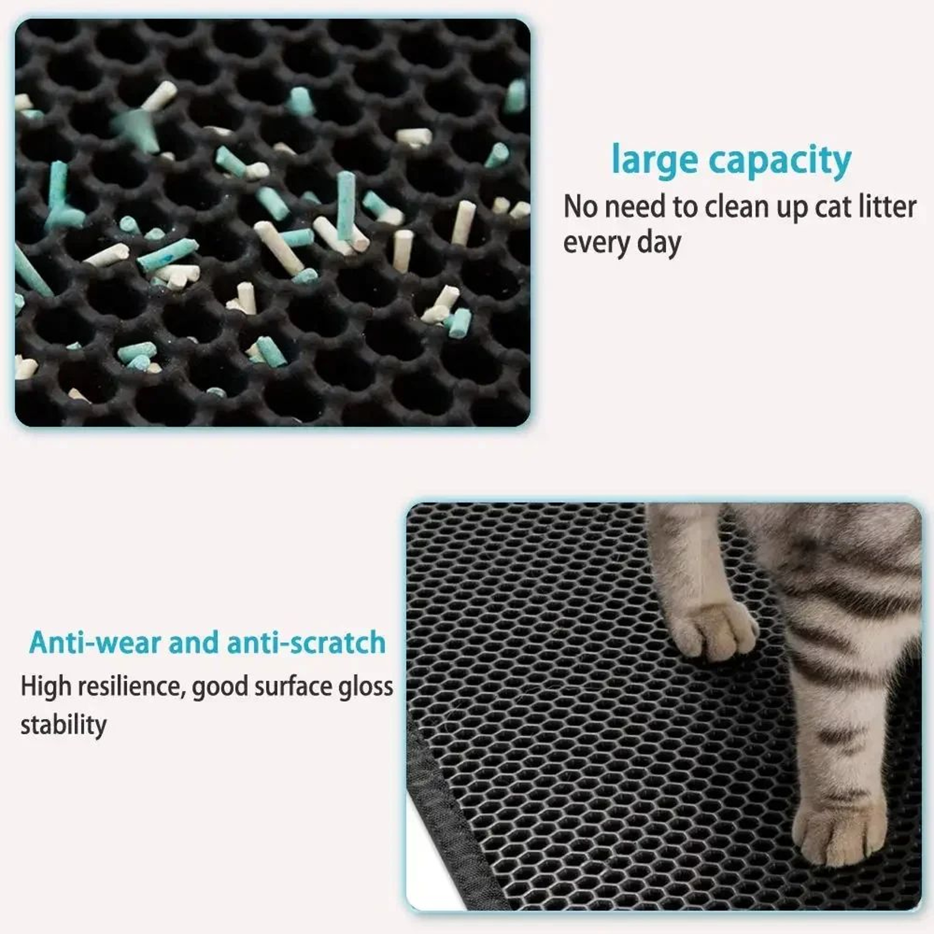CleanPaws Double Layer Cat Litter Mat  EVA AntiSlip Sand Trap Pad For Easy Cleanup 3