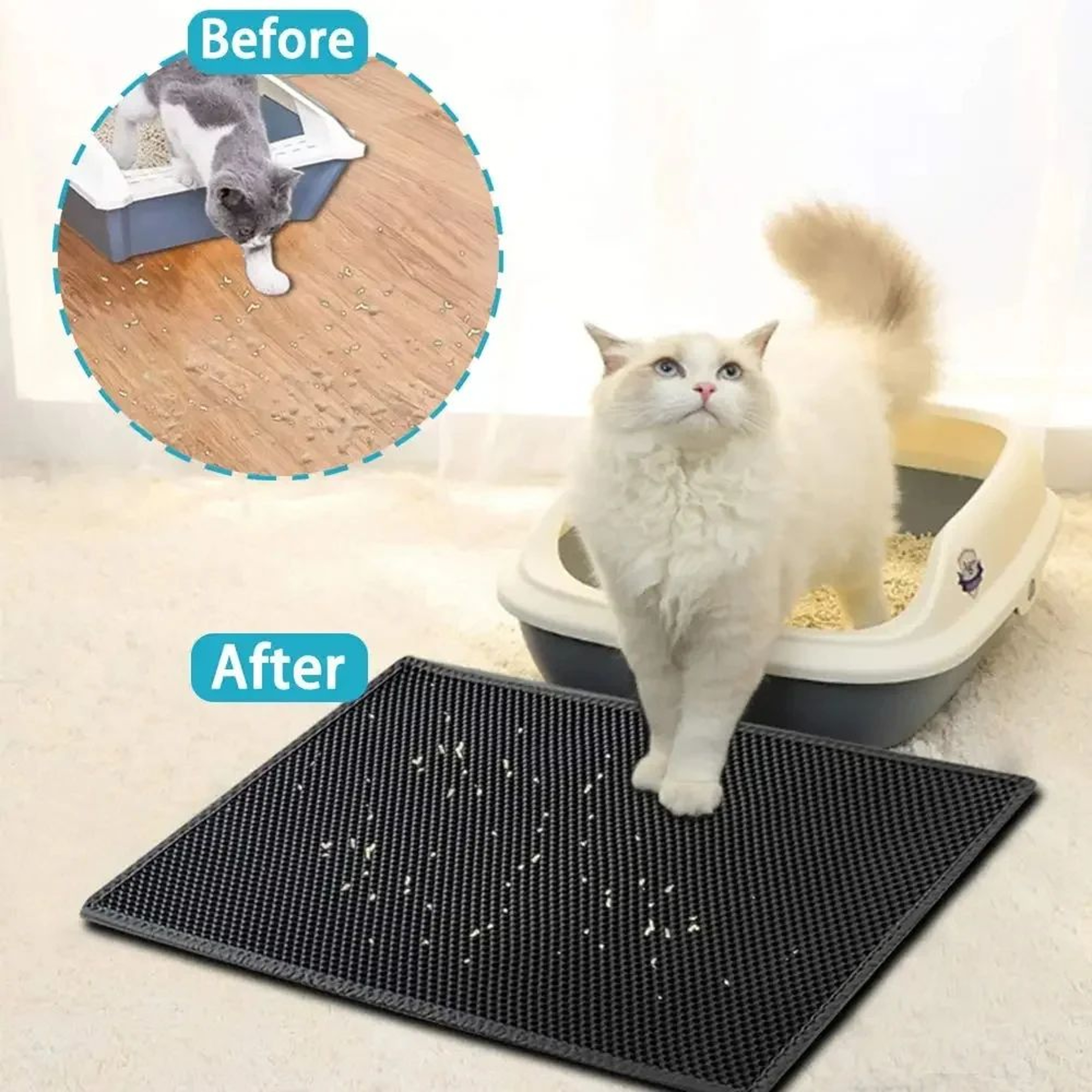 CleanPaws Double Layer Cat Litter Mat  EVA AntiSlip Sand Trap Pad For Easy Cleanup 7