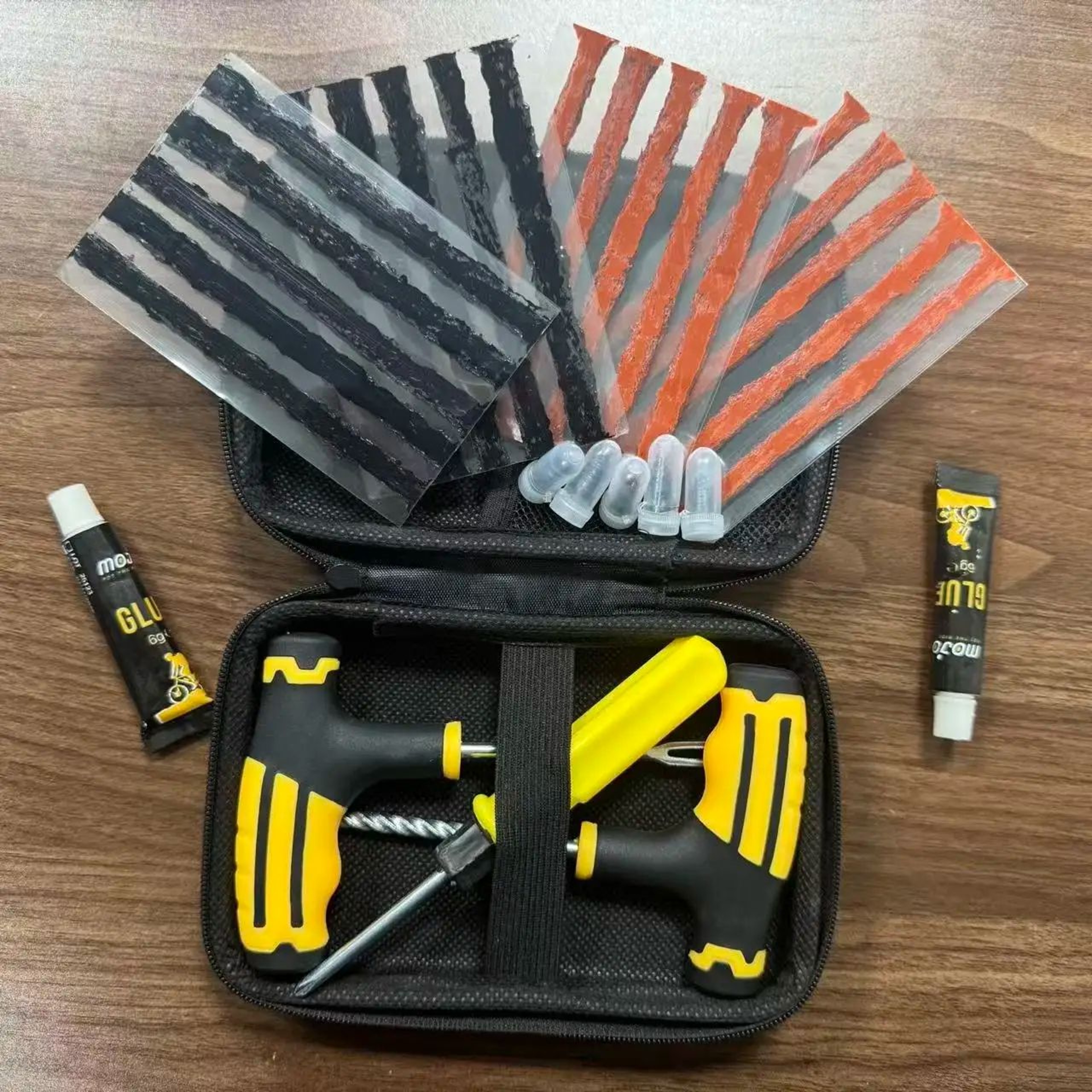 Universal Tire Repair Plug Kit  HeavyDuty Emergency Flat Tire Fix Tool For Cars  Motorcycles 0
