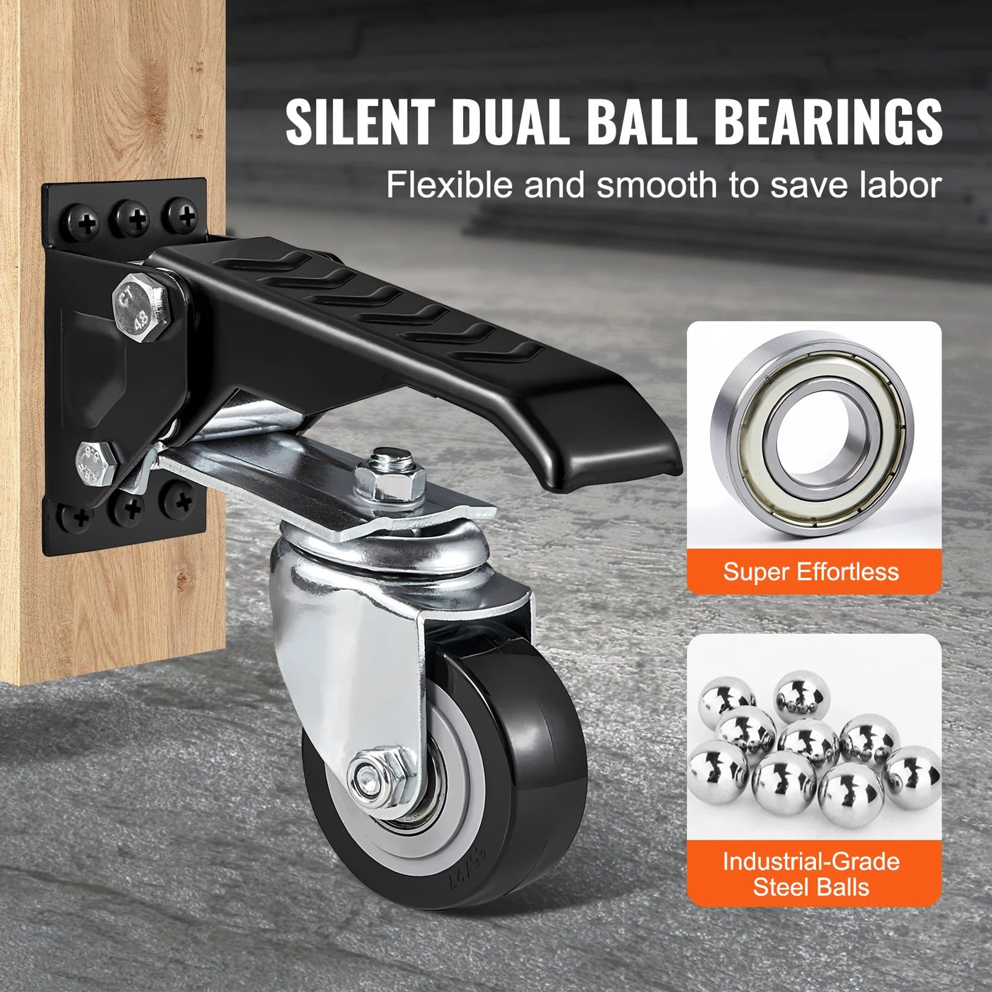 SucceBuy 4PCS Retractable Workbench Caster Wheels  165 Lbs Capacity 360 Swivel SideMounted Stepdown 1