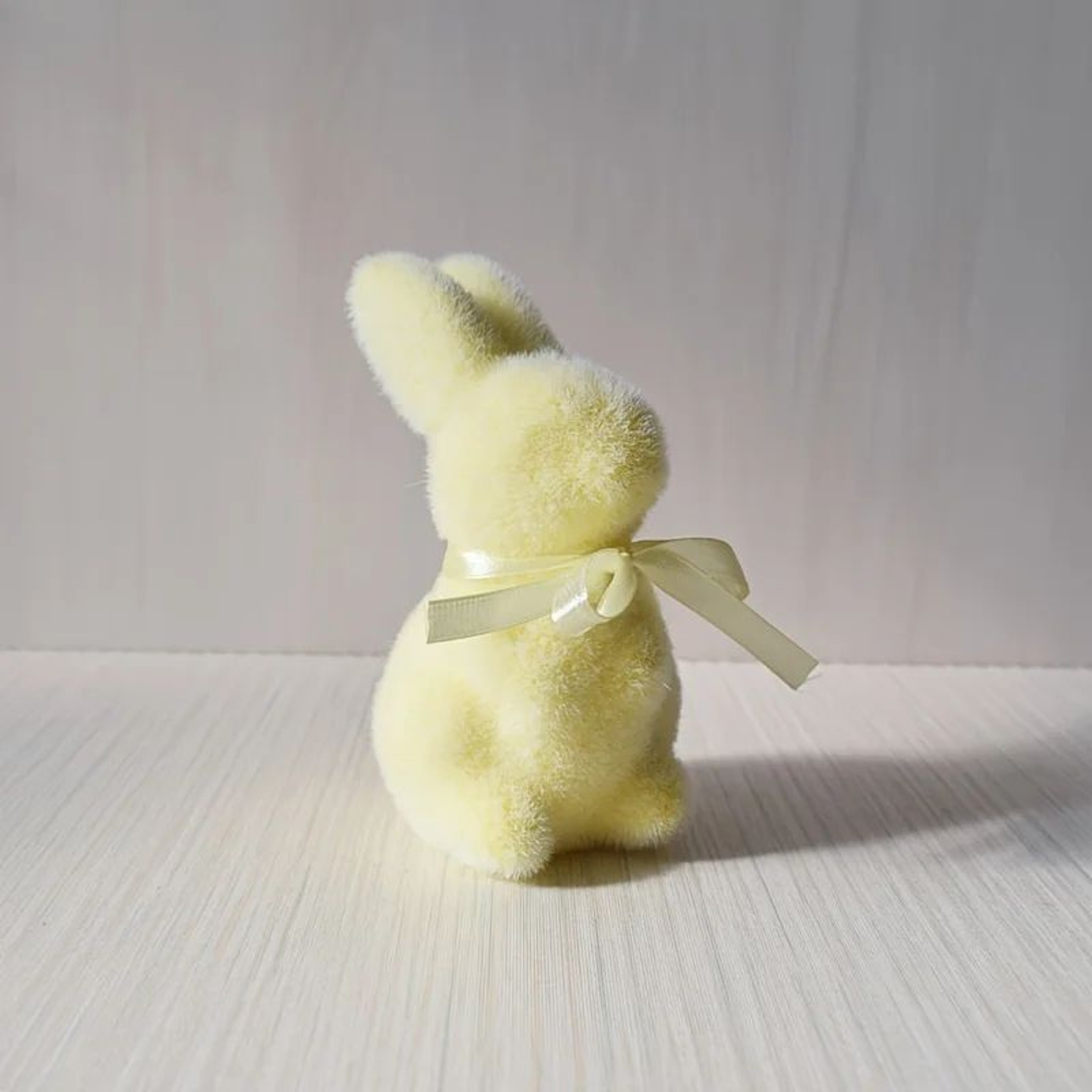 Easter Bunny Decorative Figurines  Flocked Foam Rabbit Ornaments With Bow For Home  Party Decor 0