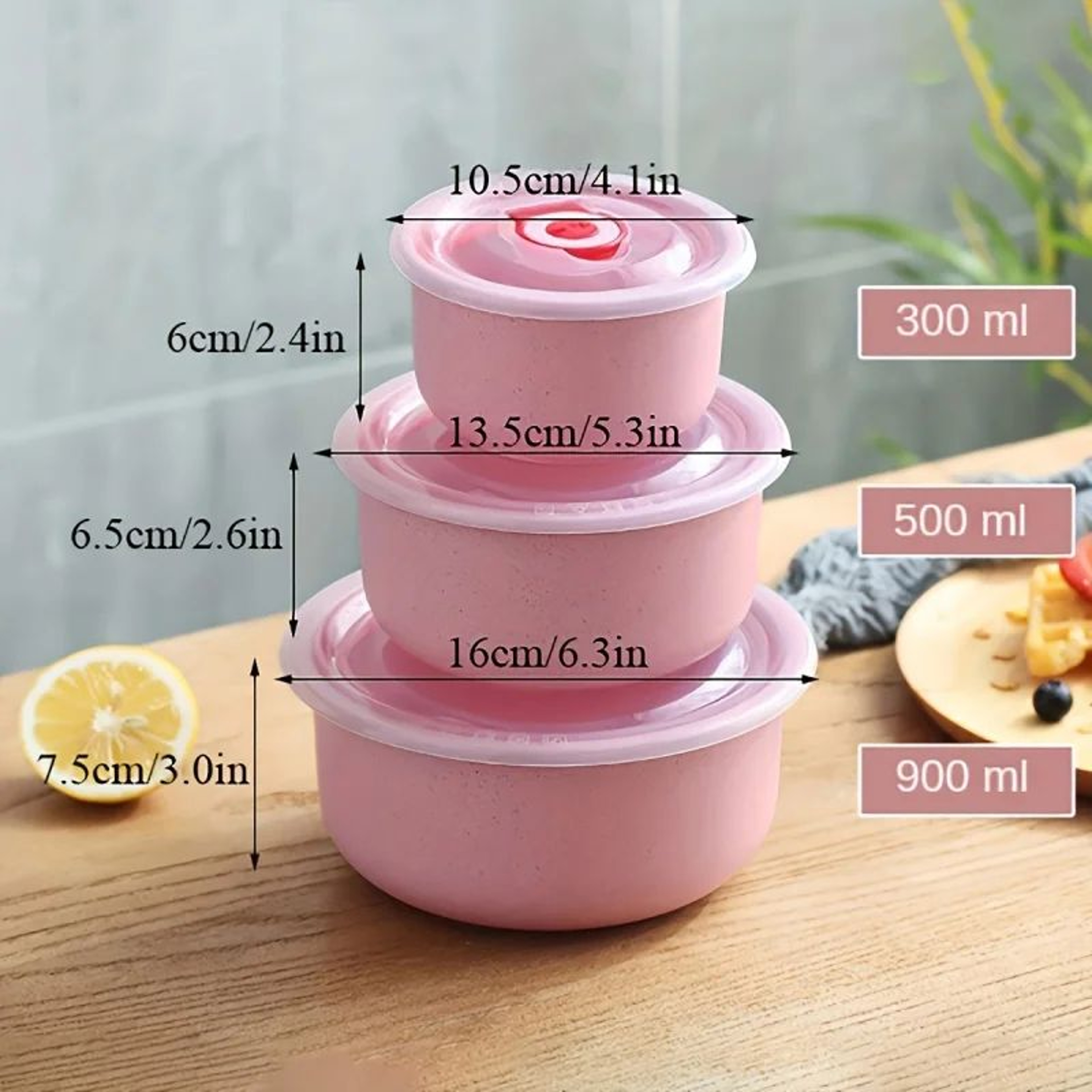 3Piece Wheat Straw Bowl Set  MicrowaveSafe Freshness Food Containers With Lids For Soup Salad  Lunc 5