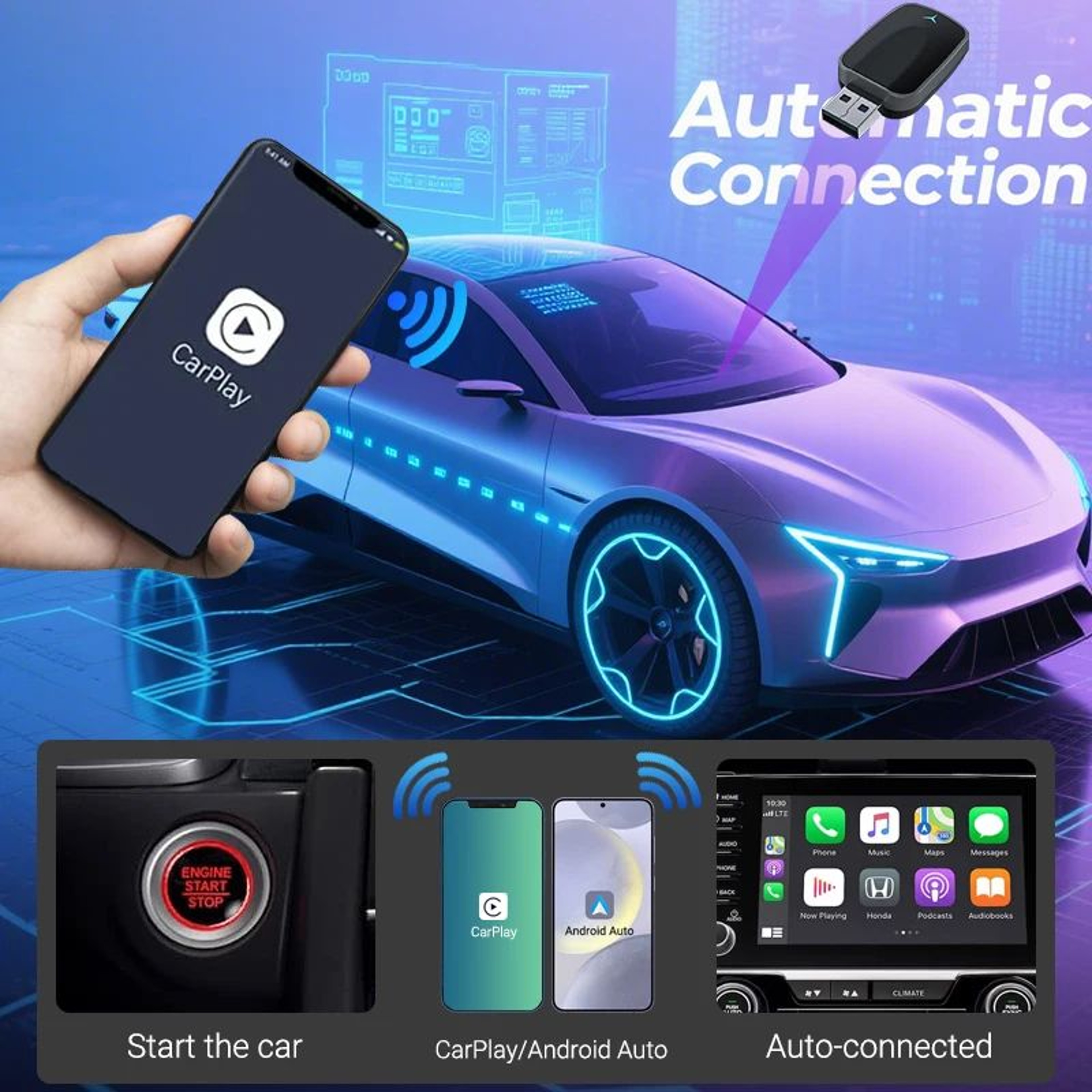 Wireless CarPlay  Android Auto Adapter  Mini Smart CarPlay Box Plug  Play USB Converter 5