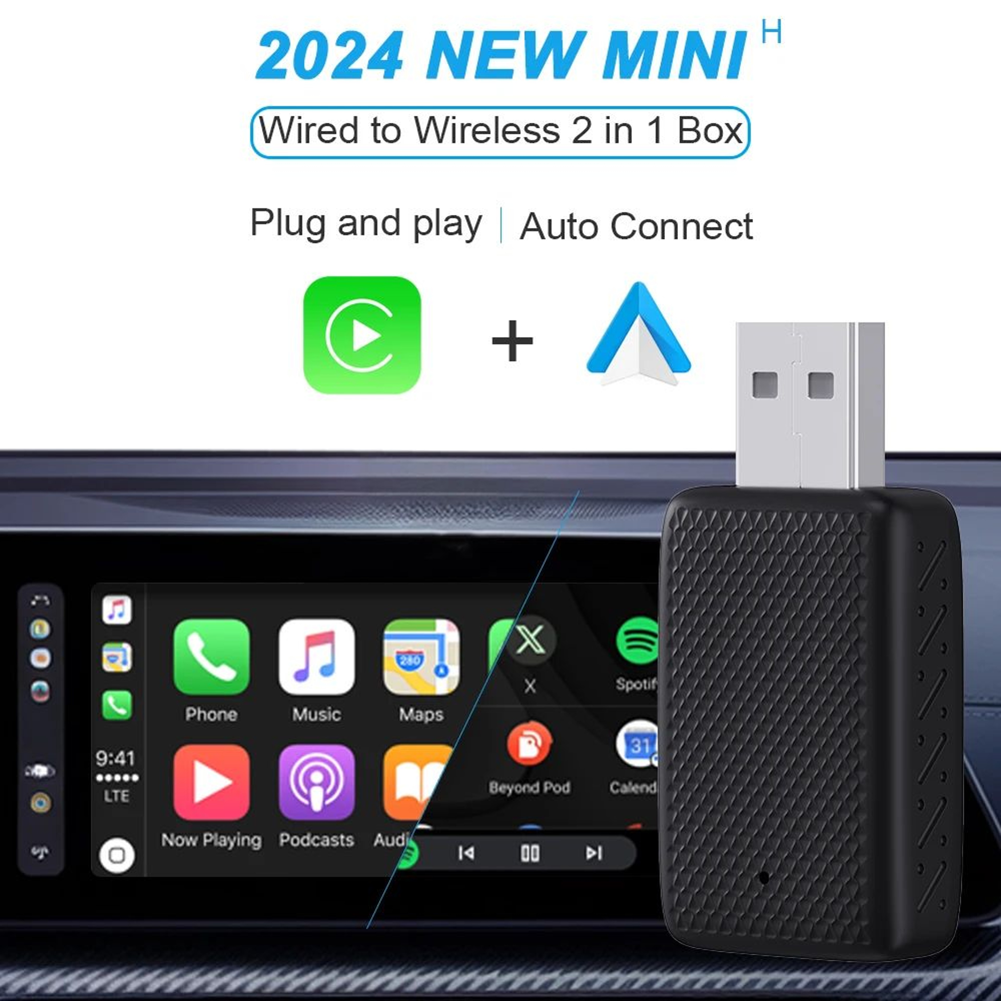 Wireless CarPlay  Android Auto Adapter  Mini Smart CarPlay Box Plug  Play USB Converter 9