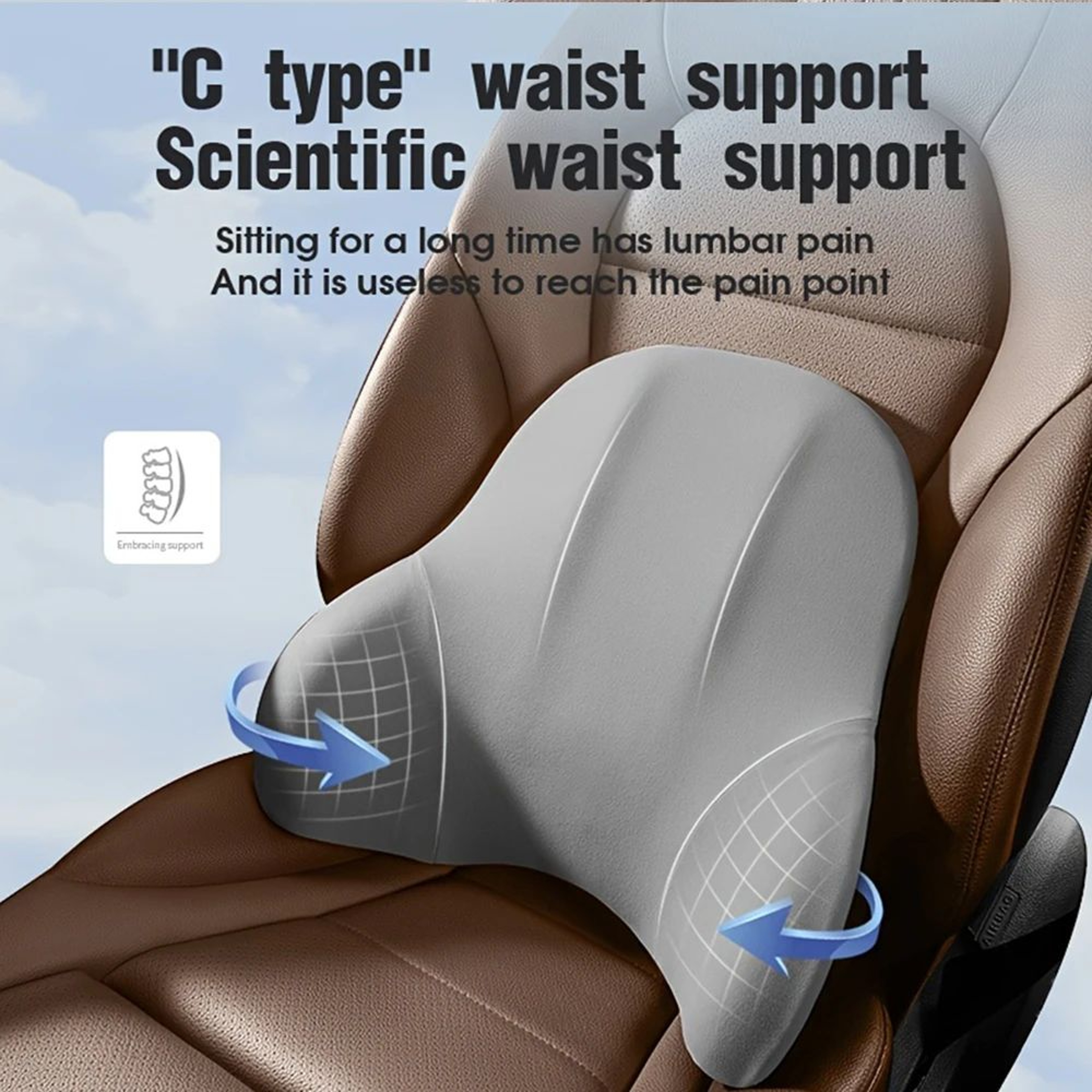 Memory Foam Car Neck Pillow  Ergonomic Headrest  Lumbar Support Cushion For Travel Comfort 1
