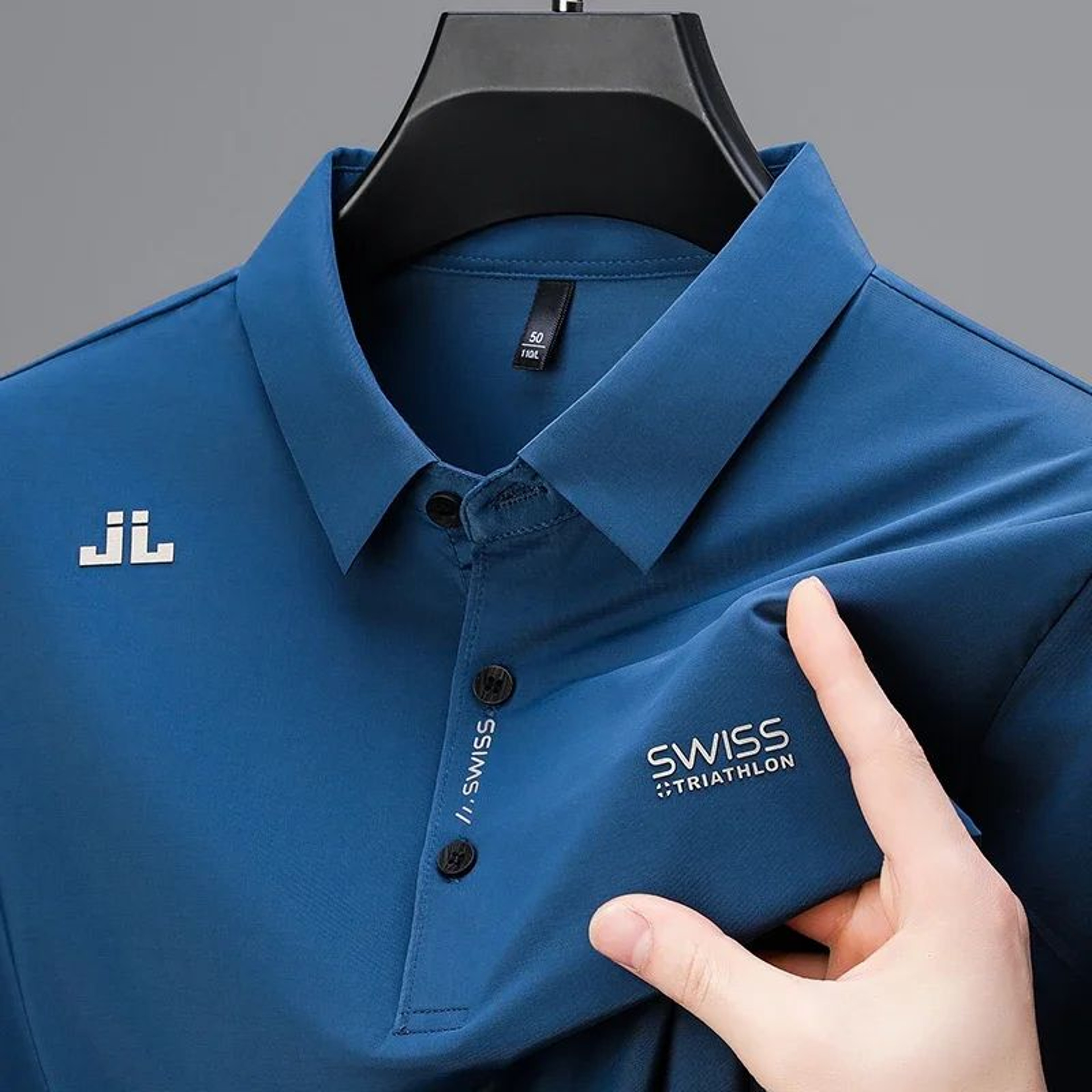 Mens Solid Polo Shirt  Short Sleeve Business Casual Polo With Badge Breathable Summer Shirt 2