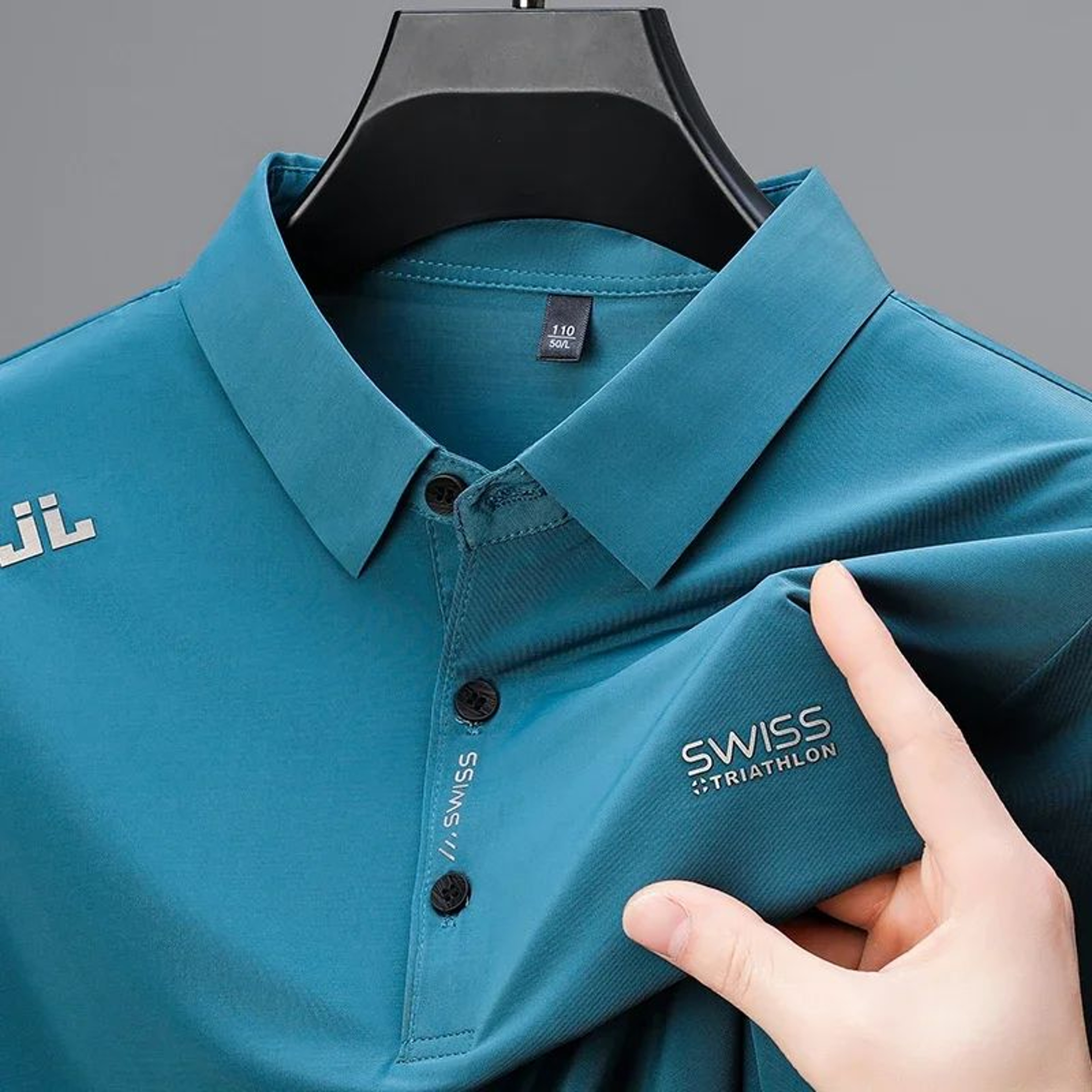 Mens Solid Polo Shirt  Short Sleeve Business Casual Polo With Badge Breathable Summer Shirt 7