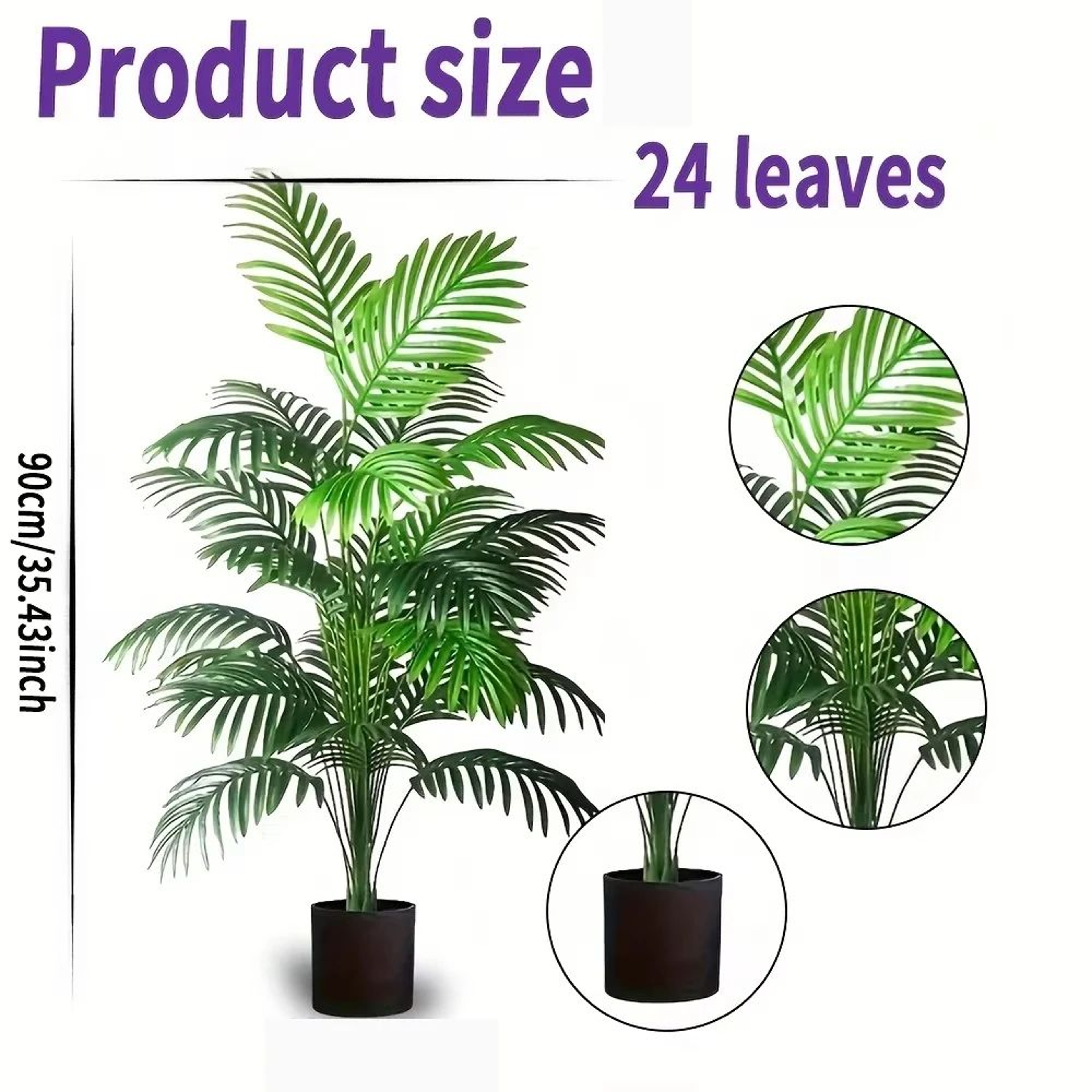 Artificial Areca Palm Plant  Faux Indoor Tree Decor 24 Leaves Fake Plant In Pot For Home  Office De 5