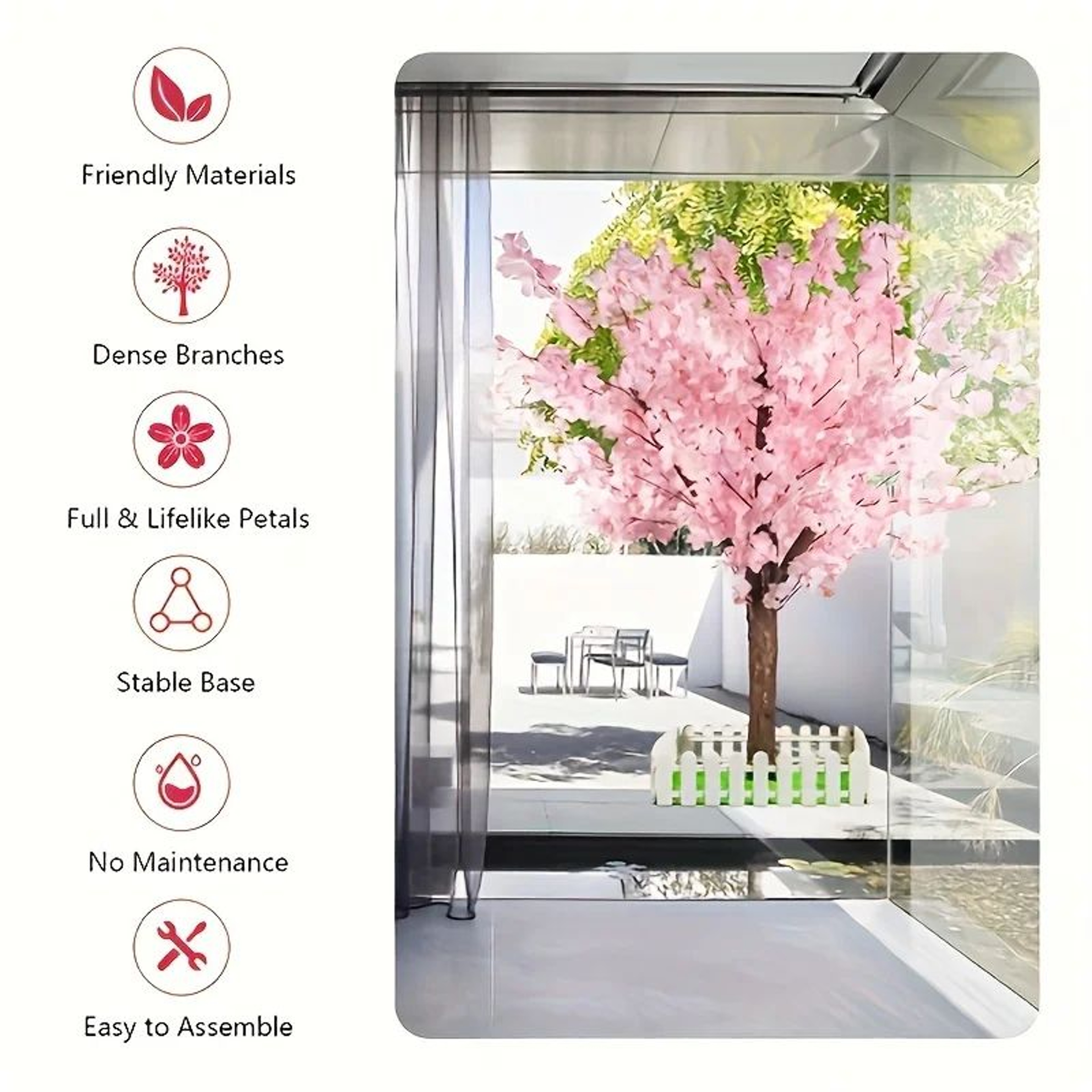 Artificial Cherry Blossom Tree  Faux Sakura Pink Blossom Tree Indoor Outdoor Wedding Party Home Dec 4