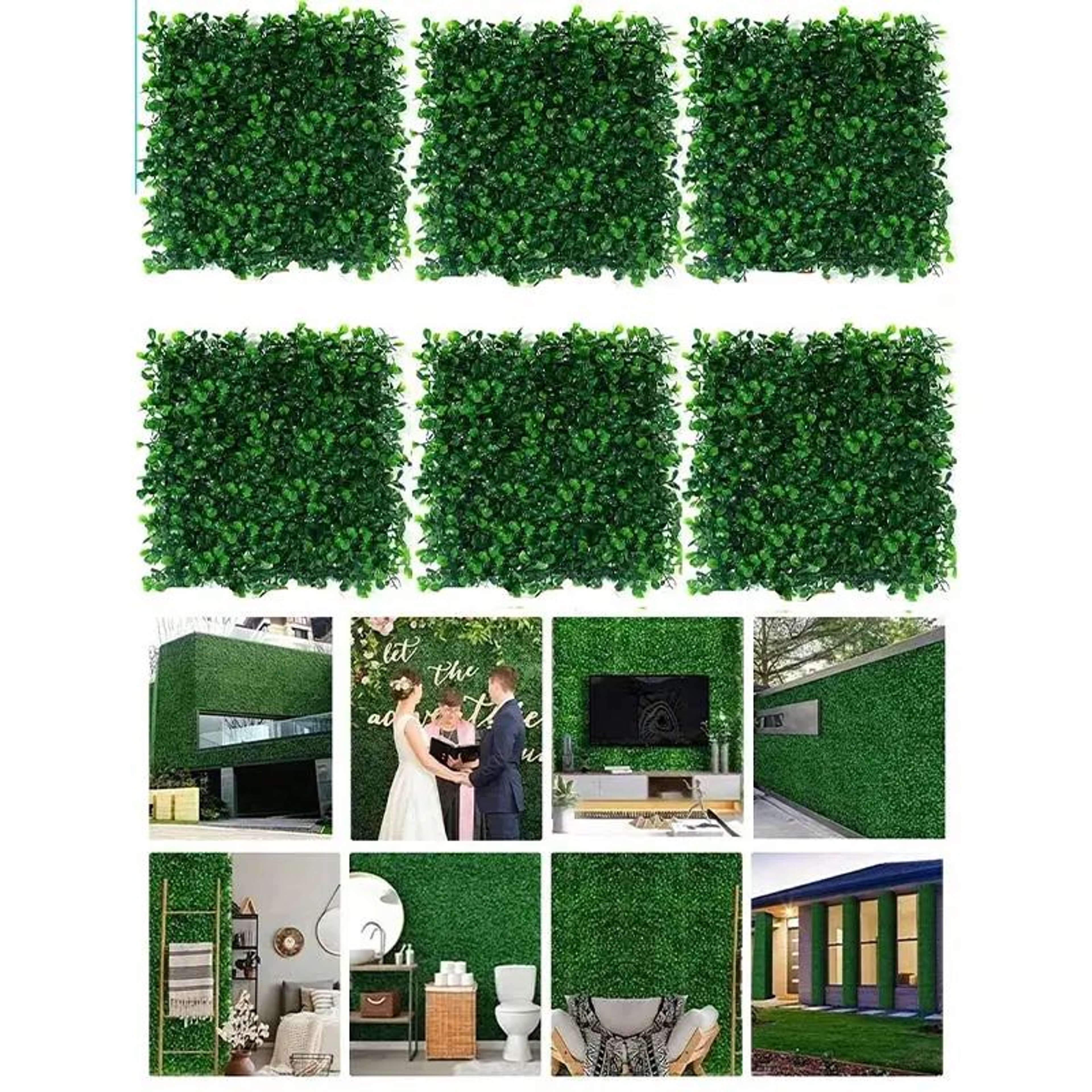 10pcs Artificial Boxwood Hedge Wall Panels  UV Protected Greenery Privacy Fence Decor 4