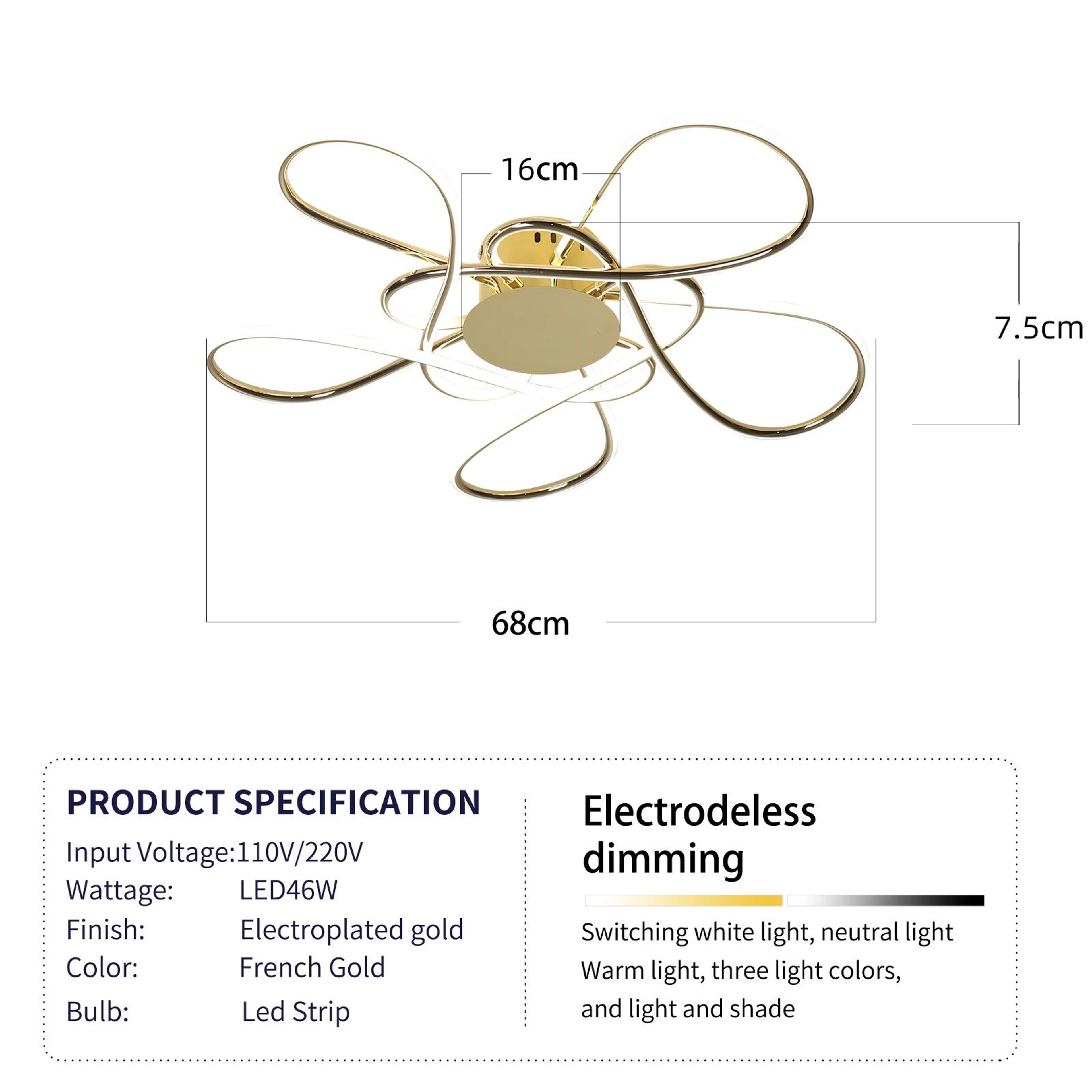 Modern LED Chandelier With Remote  App Control  ChromeGold Luxury Ceiling Light For Living Room  Be 8