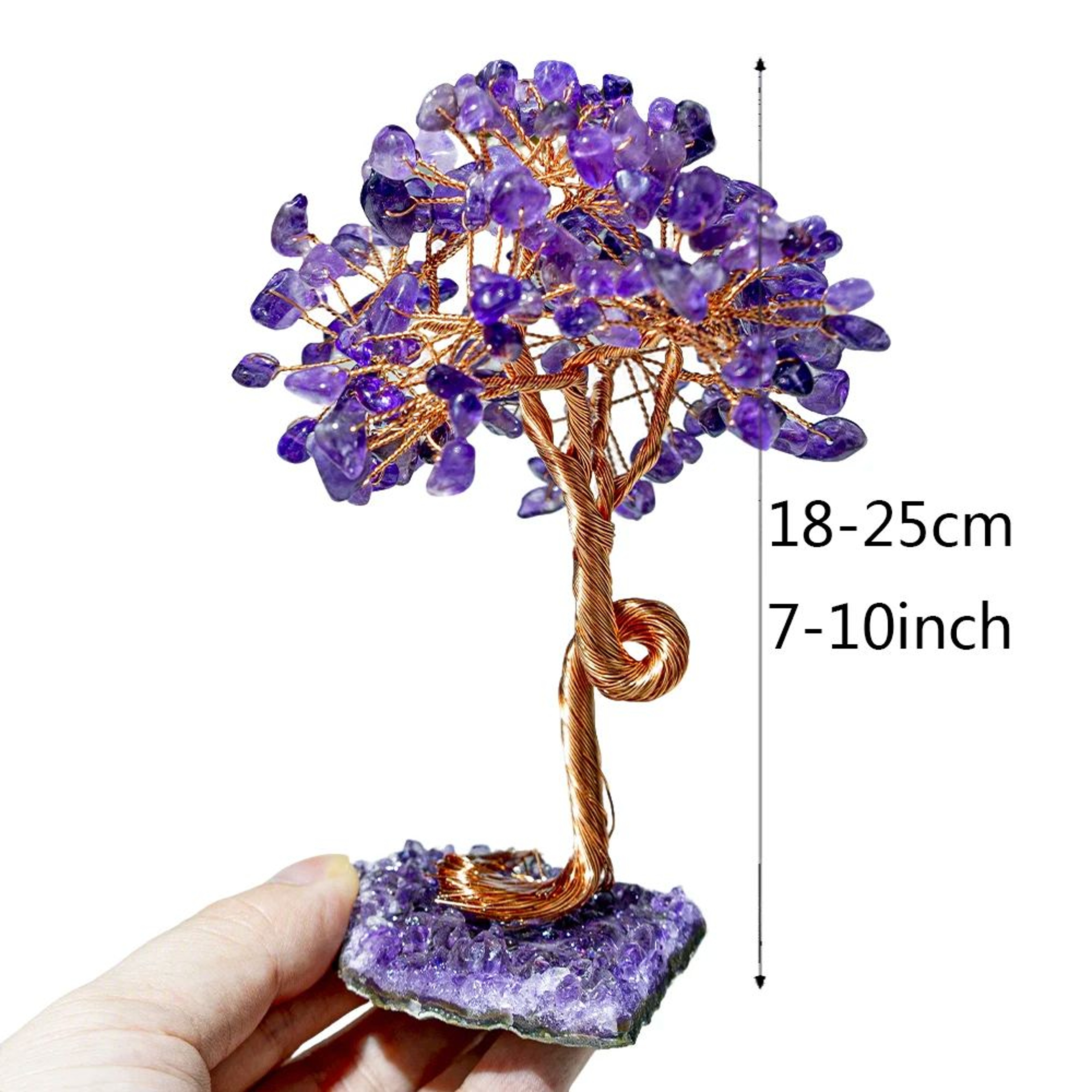 Amethyst Crystal Tree Decor  Wire Wrapped Healing Stone Bonsai On Natural Gravel Base 7