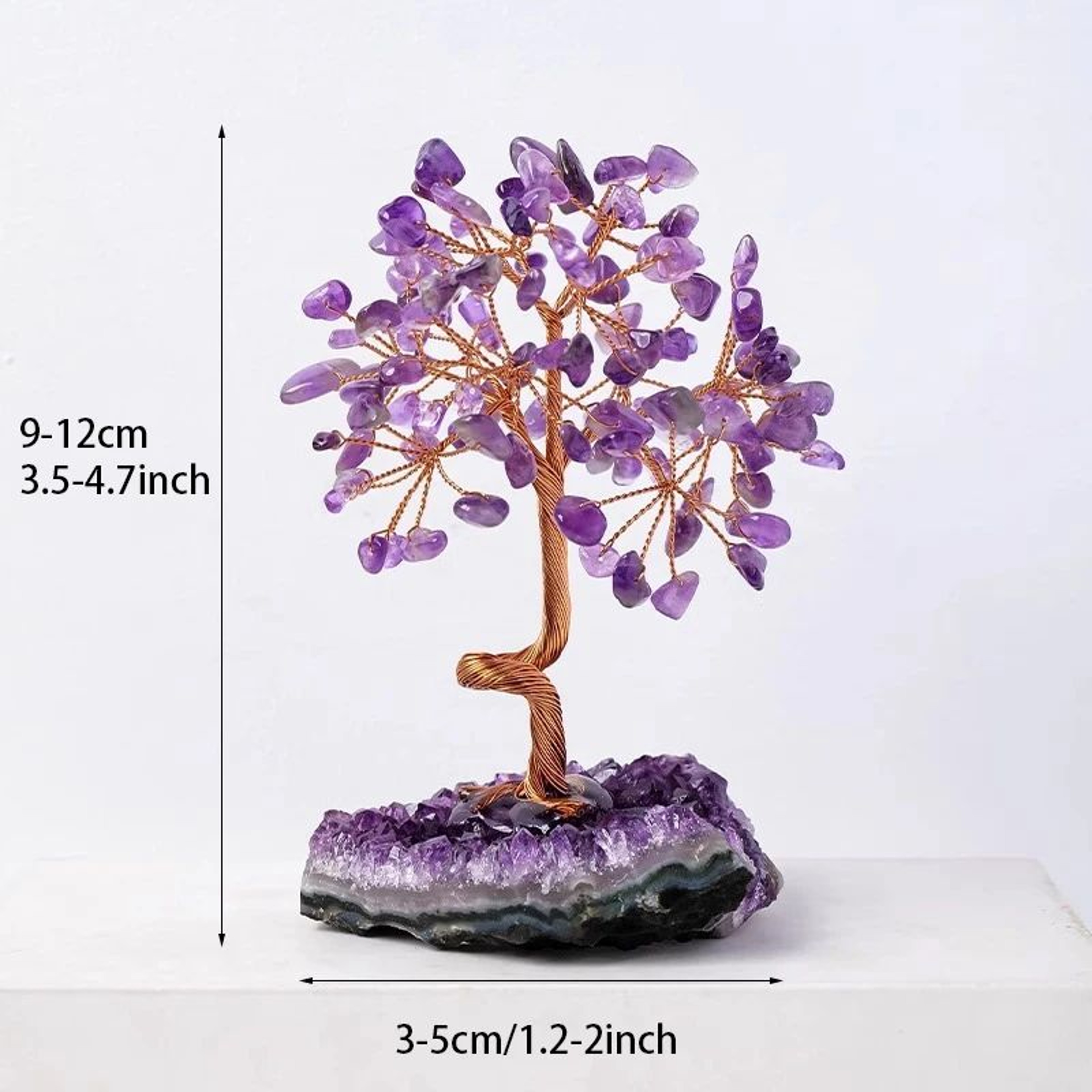 Amethyst Crystal Tree Decor  Wire Wrapped Healing Stone Bonsai On Natural Gravel Base 6