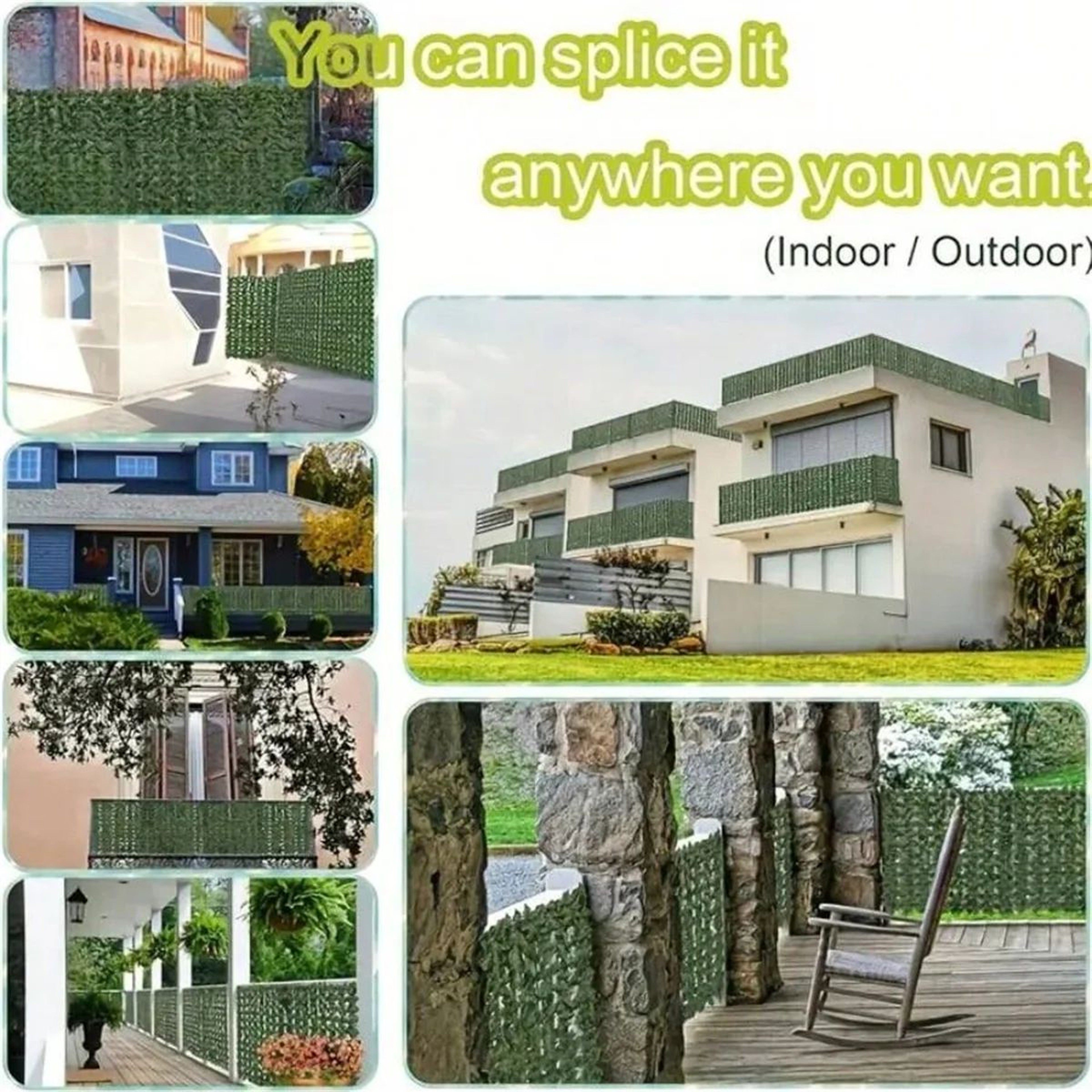 Artificial Ivy Privacy Fence Screen  UV Resistant Green Wall Panel For Balcony Patio  Garden Decor 4