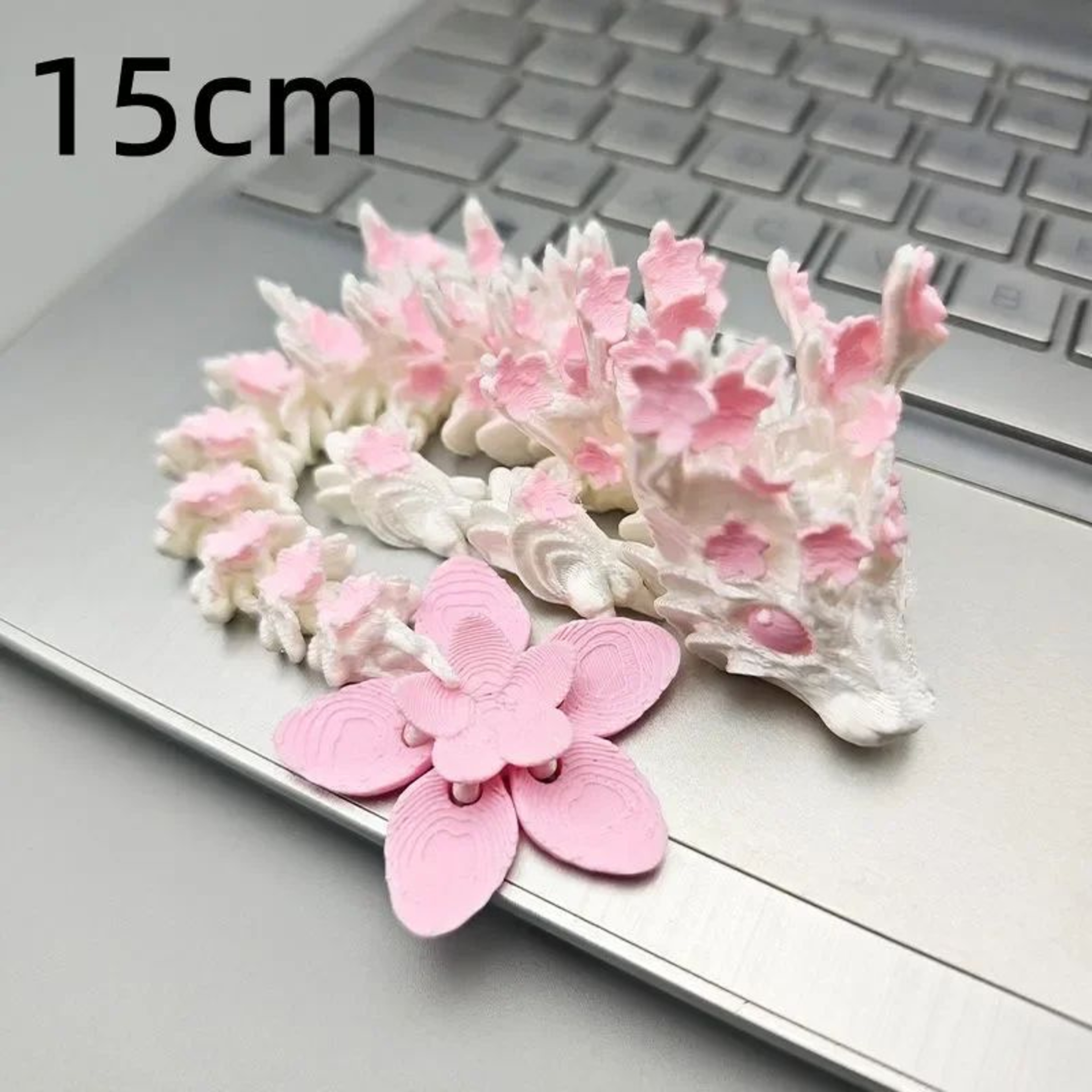 3D Printed Cherry Blossom Dragon Figurine  Movable Joint Love Dragon Desk Decor Ornament 8