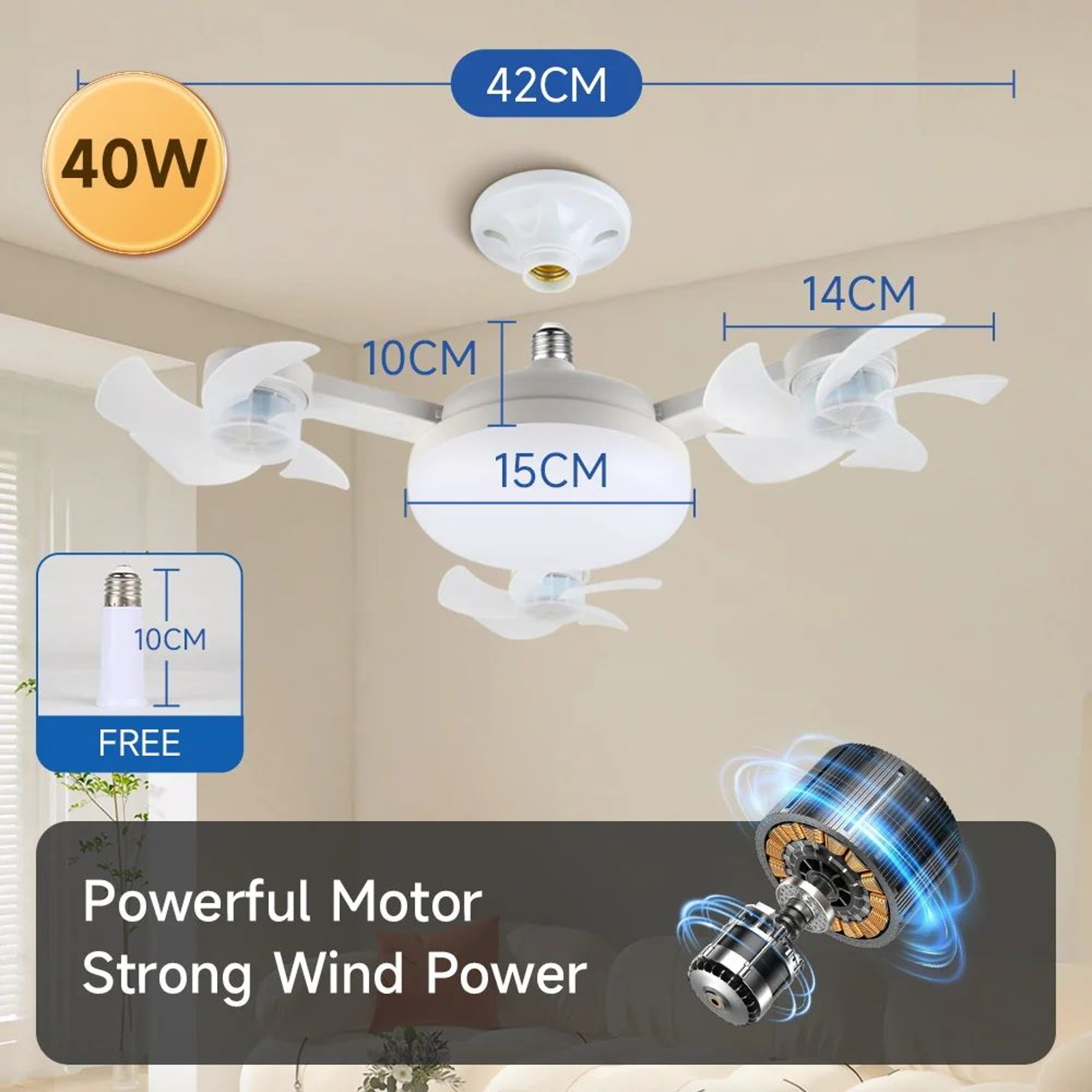 Modern LED Ceiling Fan Light E27  Remote Control 3Speed Adjustable Ceiling Fan With Dimmable Lighti 5