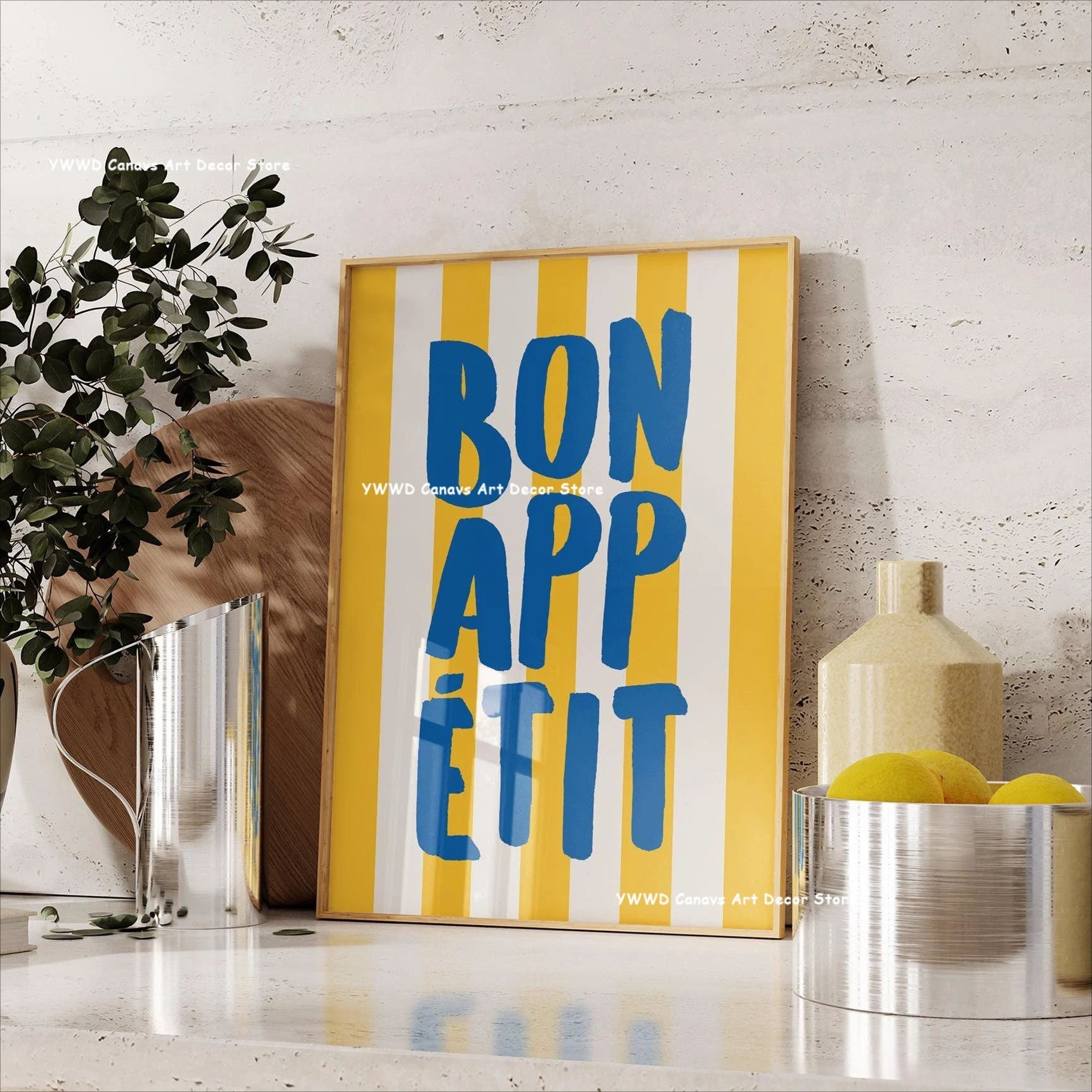 Bon Appetit Kitchen Canvas Poster  Coffee Espresso Typography Wall Art For Dining Room Decor 19