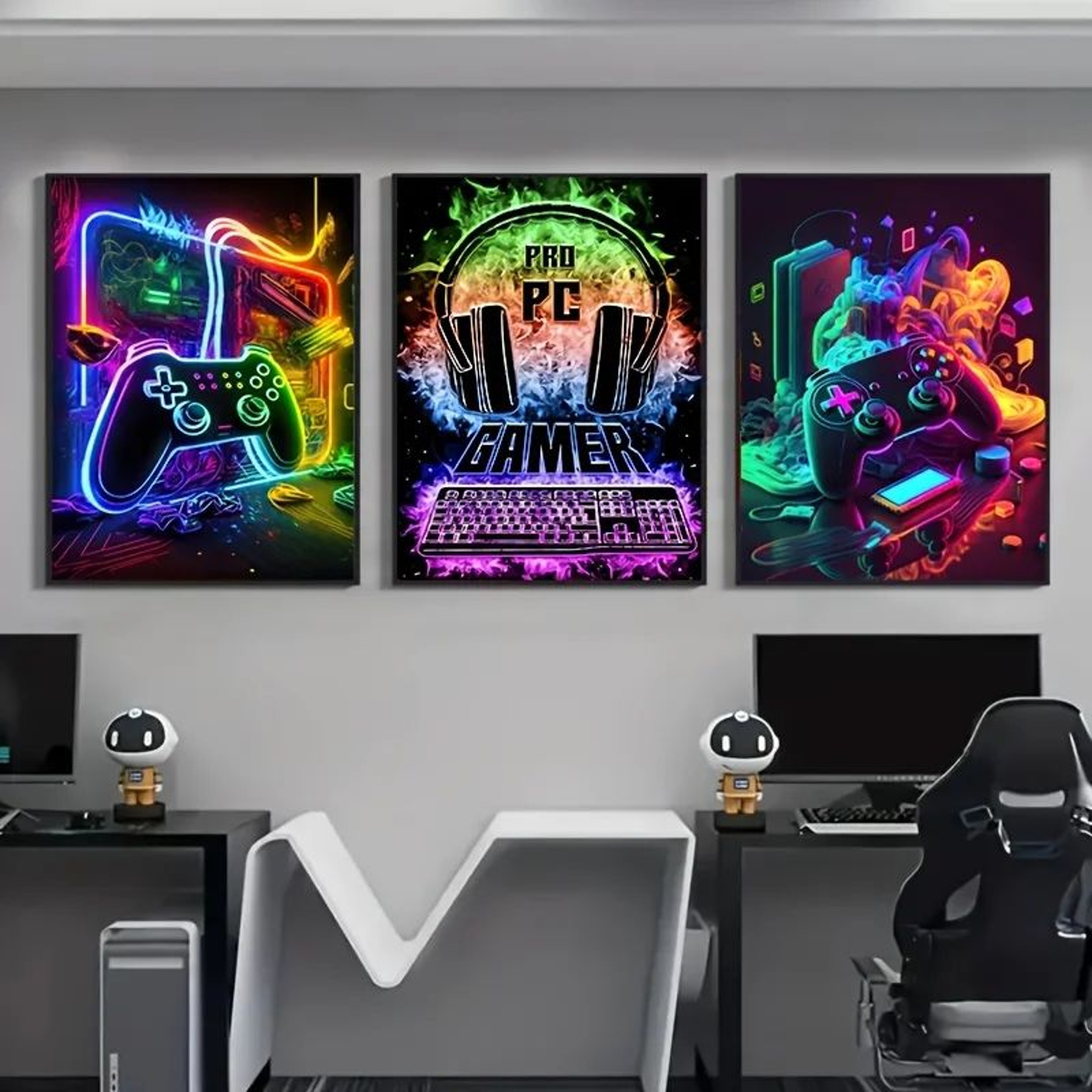 Gaming Room Canvas Poster  Punk Style Gamepad Wall Art For Gamer Bedroom Decor 2