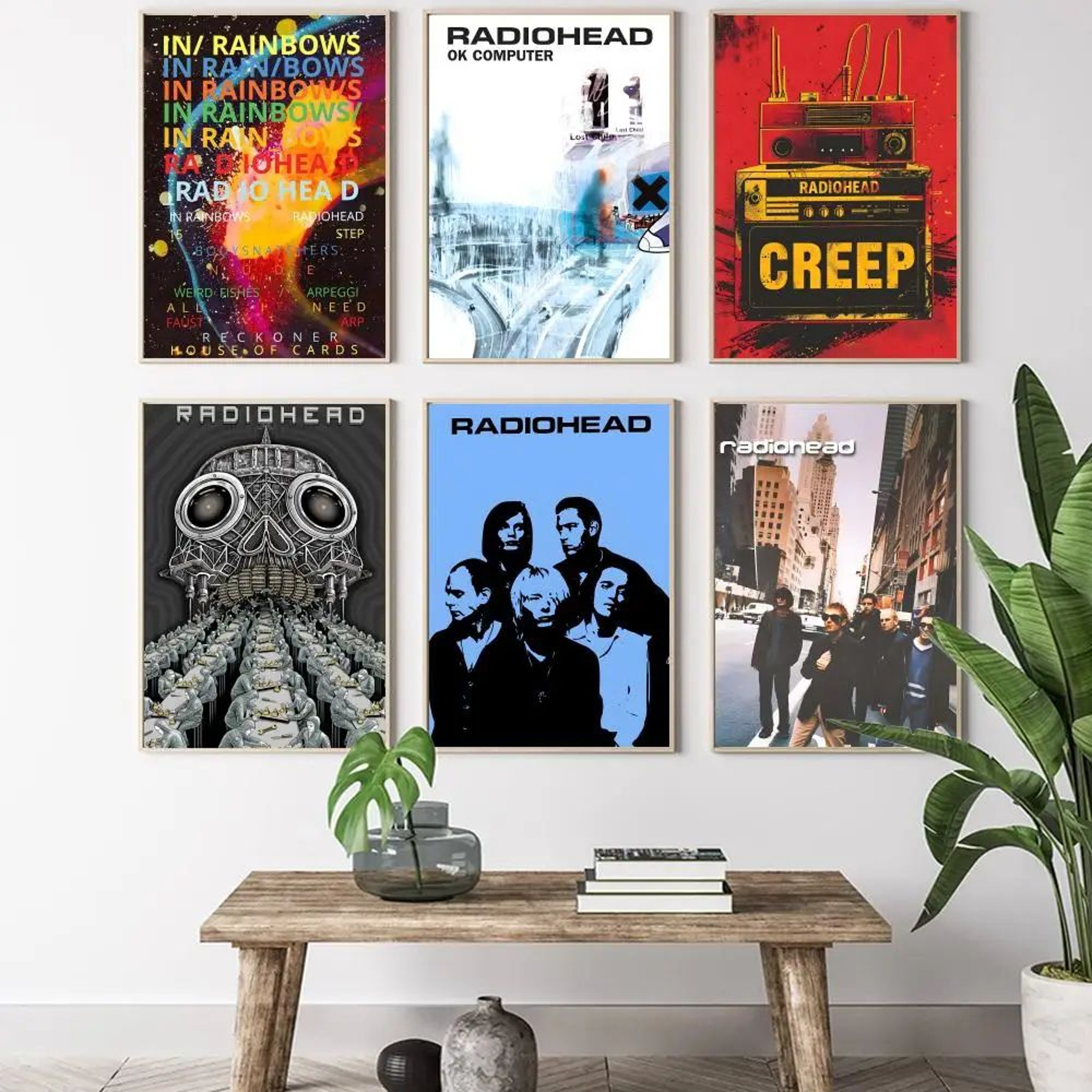 Radiohead Rainbow Canvas Poster  Aesthetic Band Calligraphy Wall Art For Room Decor 0