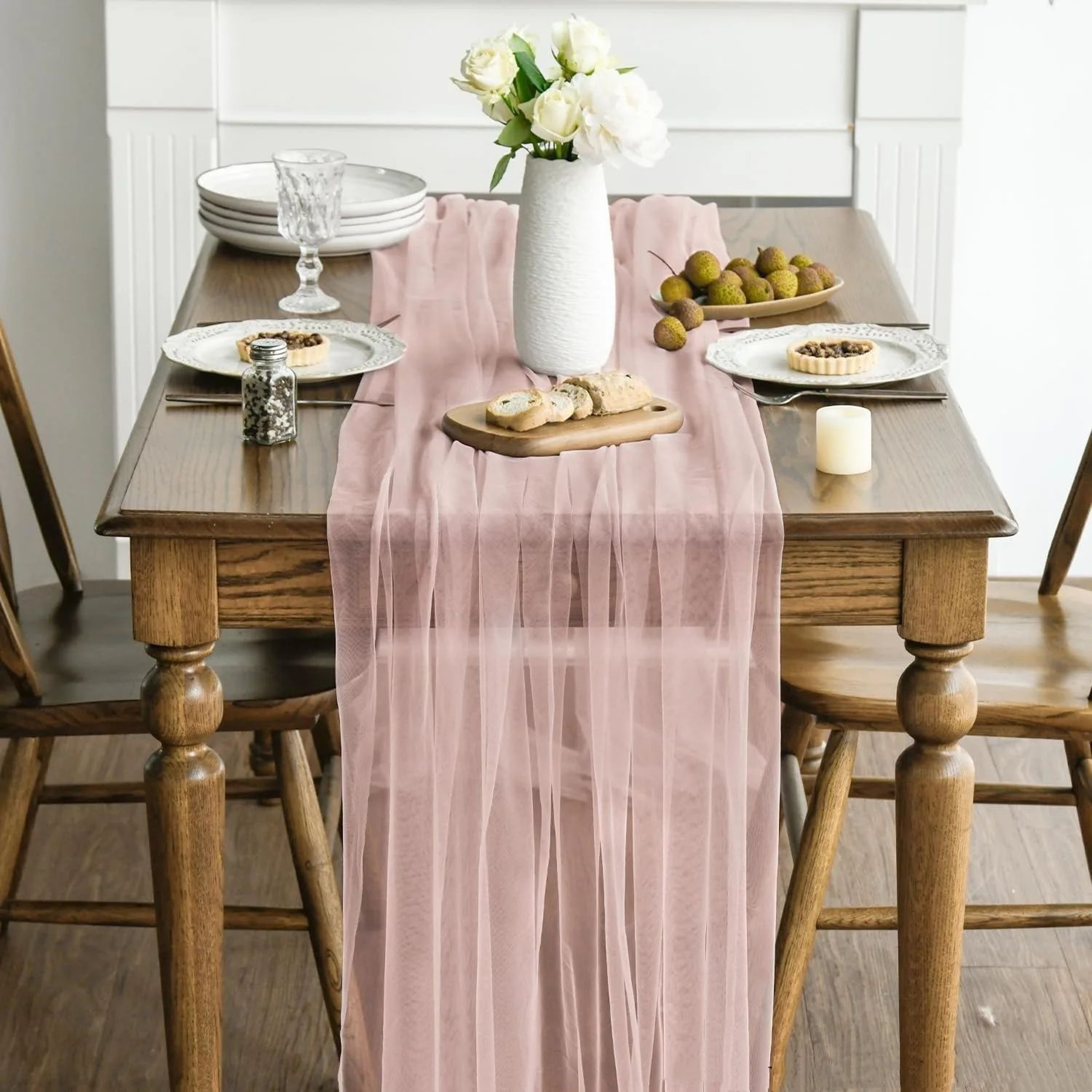 Sheer Gauze Table Runner  Elegant Wedding  Party Arch Draping Table Decor 1