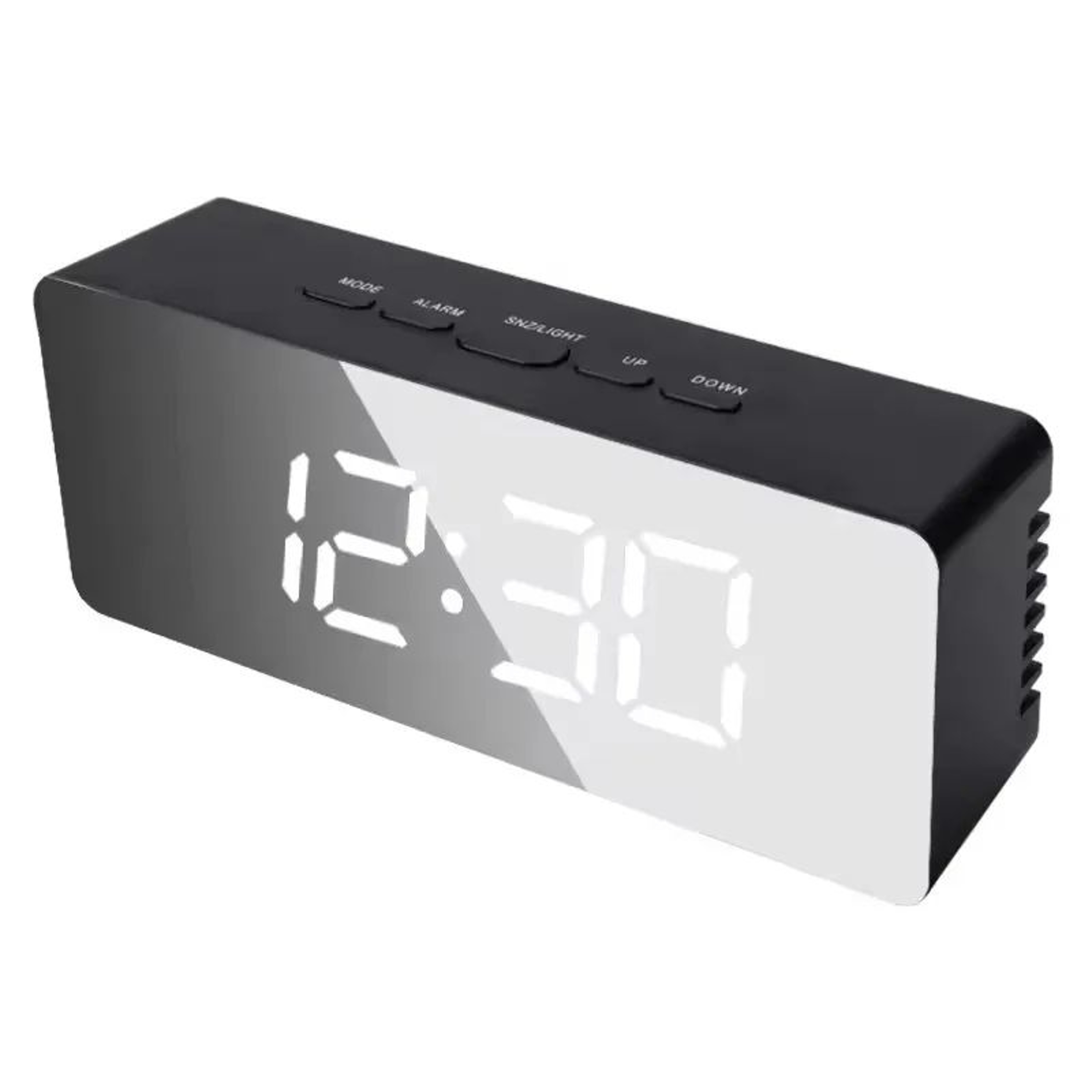 White LED Mirror Digital Alarm Clock  USB Powered Snooze Night Light Desk Clock 5