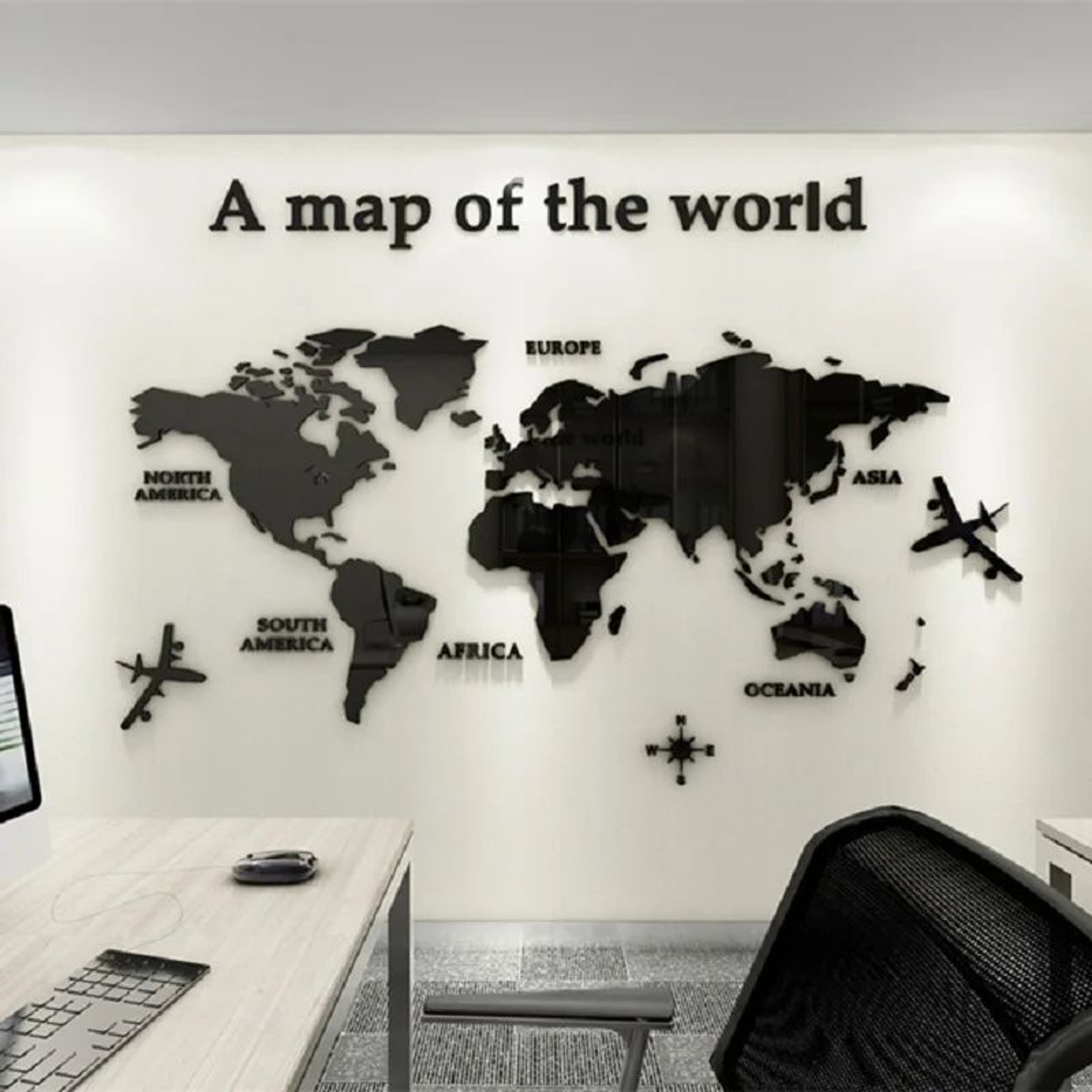 3D Acrylic World Map Wall Sticker  Modern Crystal Wall Decor For Living Room  Office 0