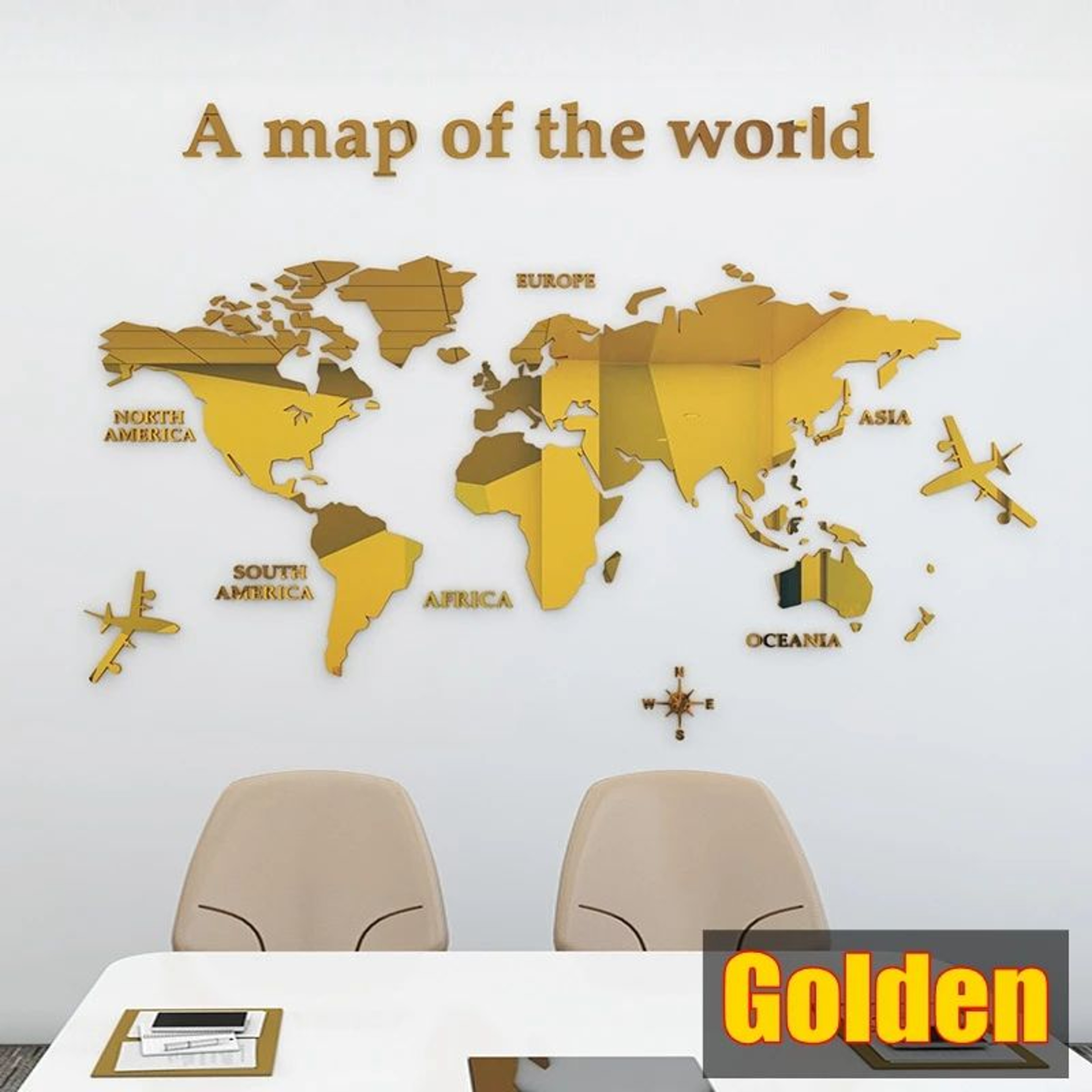 3D Acrylic World Map Wall Sticker  Modern Crystal Wall Decor For Living Room  Office 9