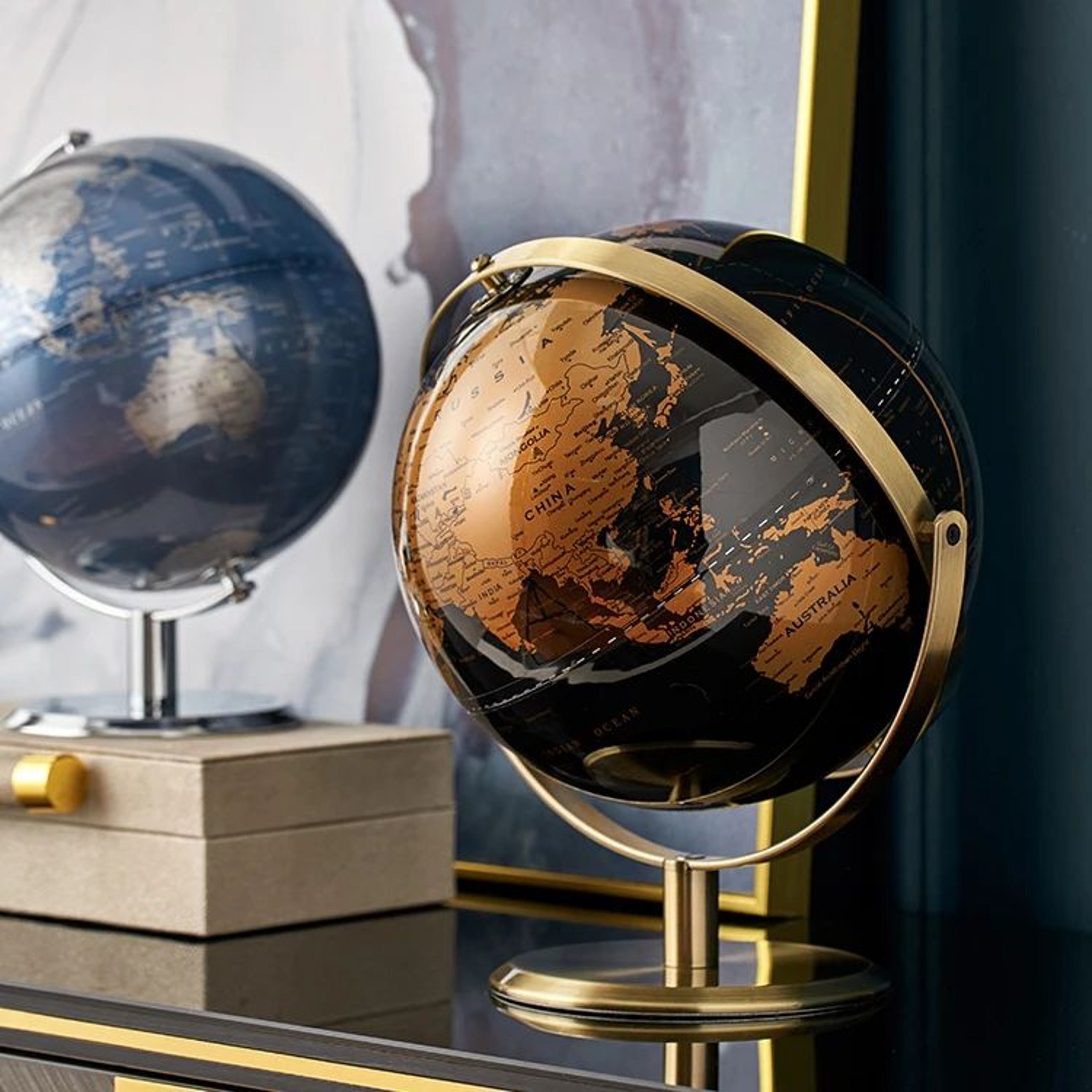 Retro World Globe Desk Decor  Modern Geography Learning Globe For Kids  Home 0
