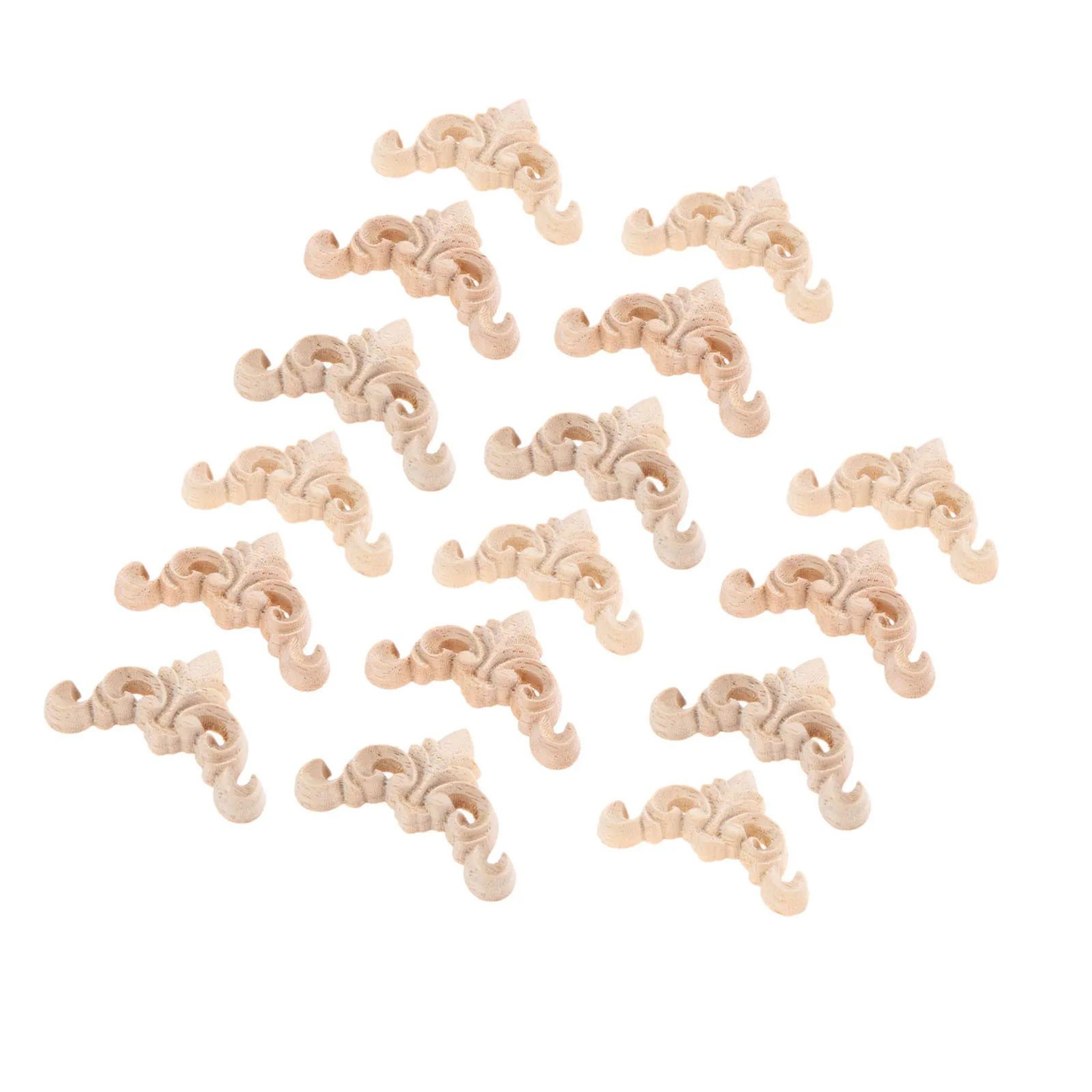 Decorative Wood Carved Appliques 16pcs  Vintage Floral Wooden Decal For Furniture  Wall Decor 3