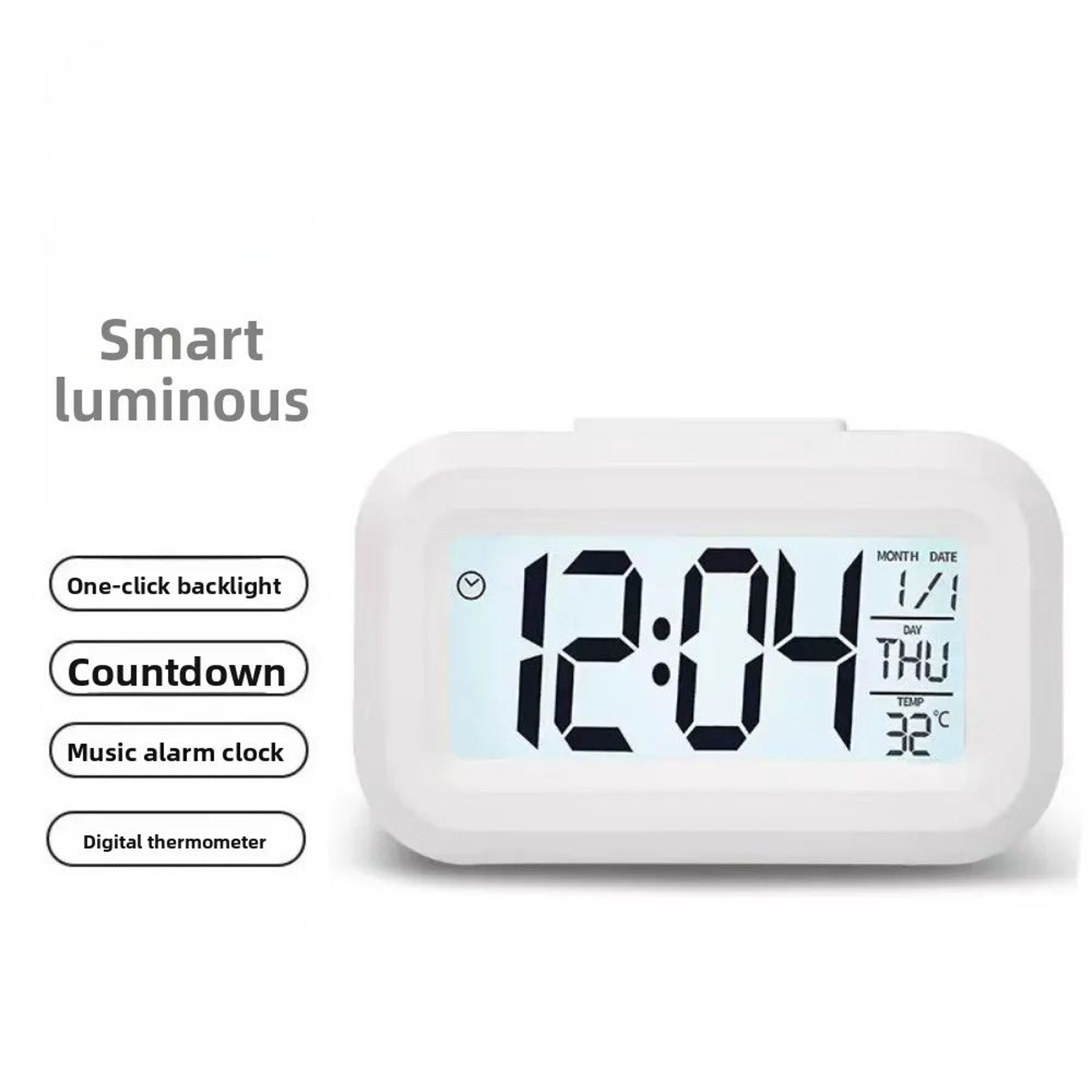 LED Digital Alarm Clock With Snooze  Temperature Display  Backlit Desk Clock For Home  Office 4