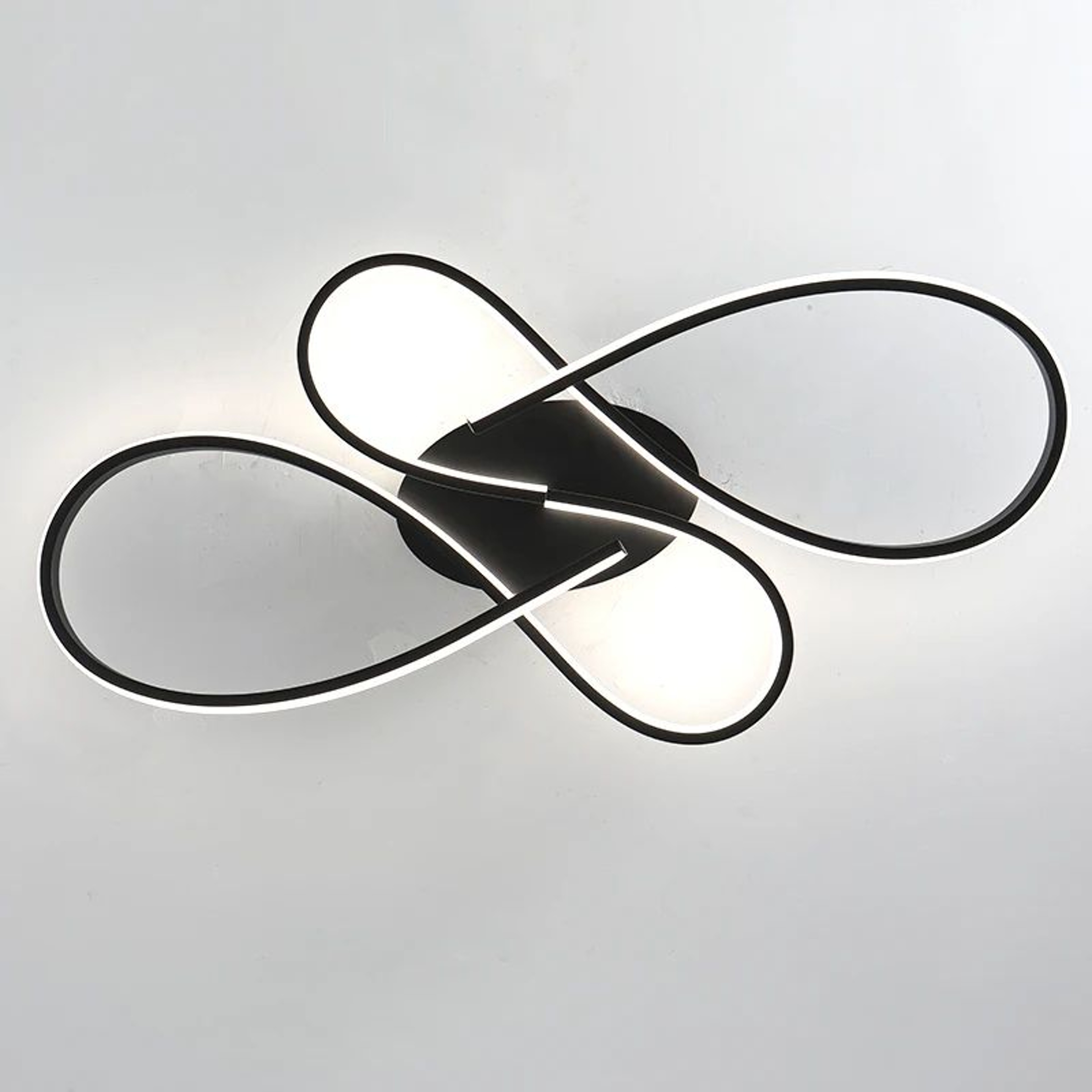 Modern Black LED Ceiling Chandelier With Remote Dimming  Minimalist Acrylic Flush Mount Light Fixtu 3