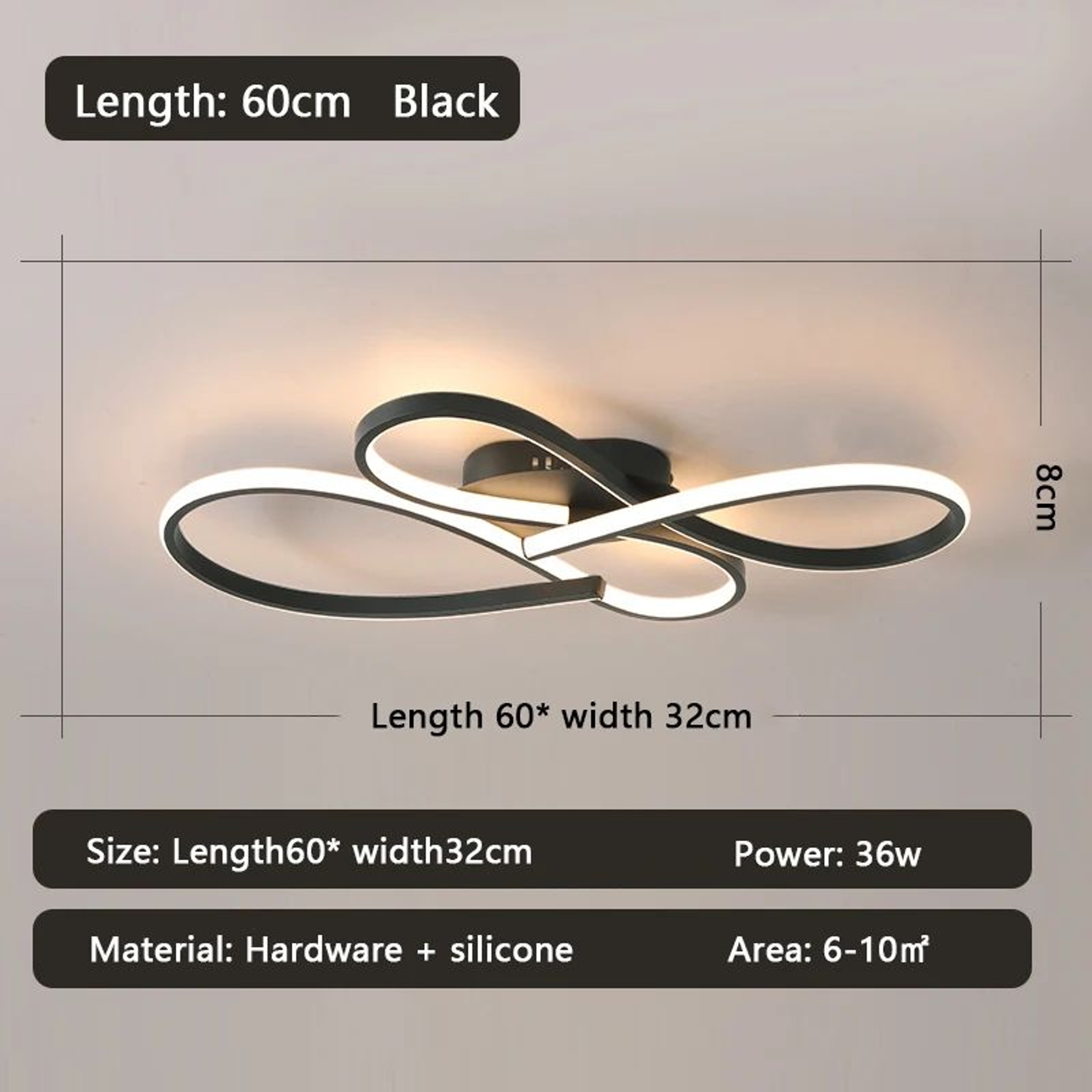 Modern Black LED Ceiling Chandelier With Remote Dimming  Minimalist Acrylic Flush Mount Light Fixtu 6