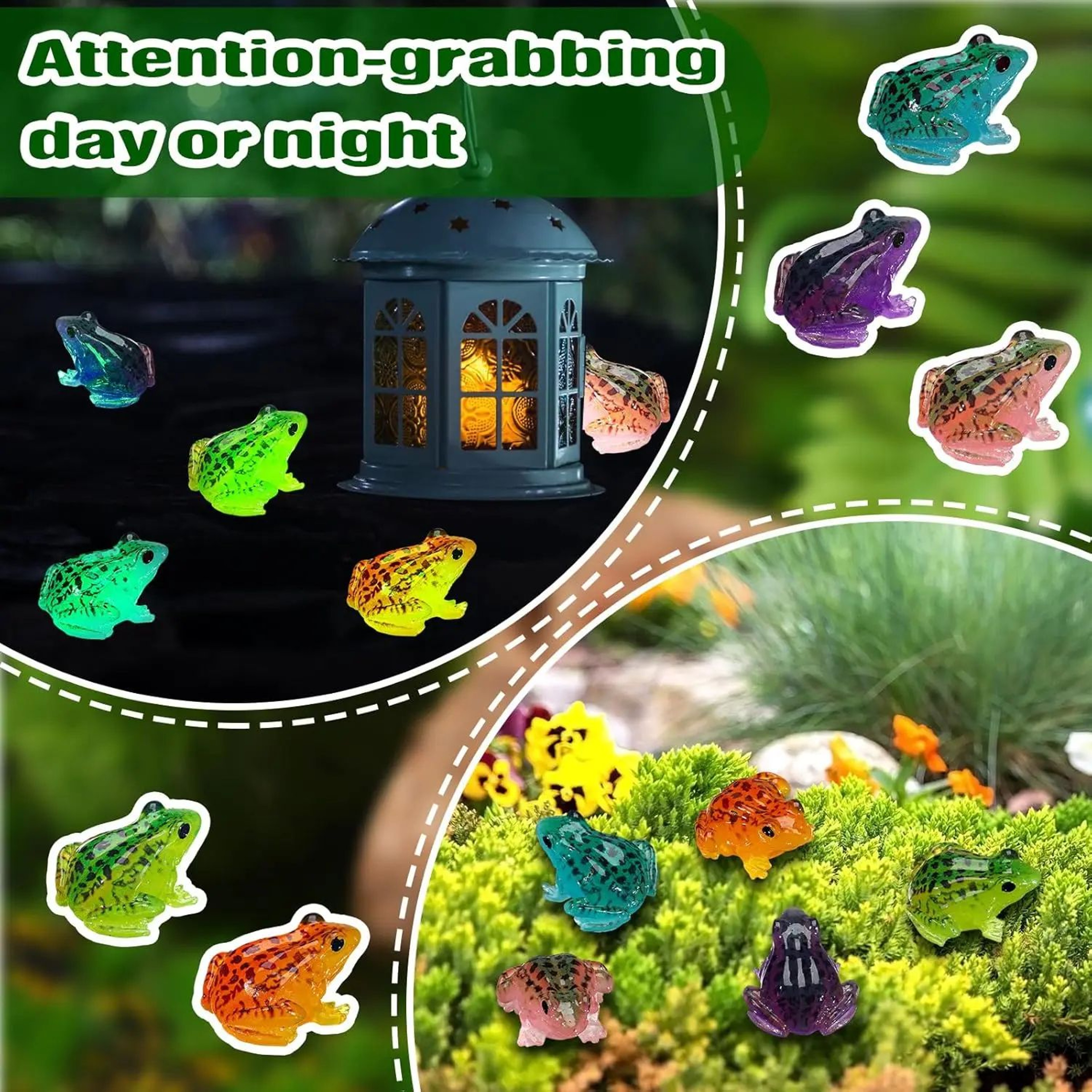 GlowCharm Mini Resin Frog Figurines  Luminous Fairy Garden Frogs For Terrarium  Moss Decor 2