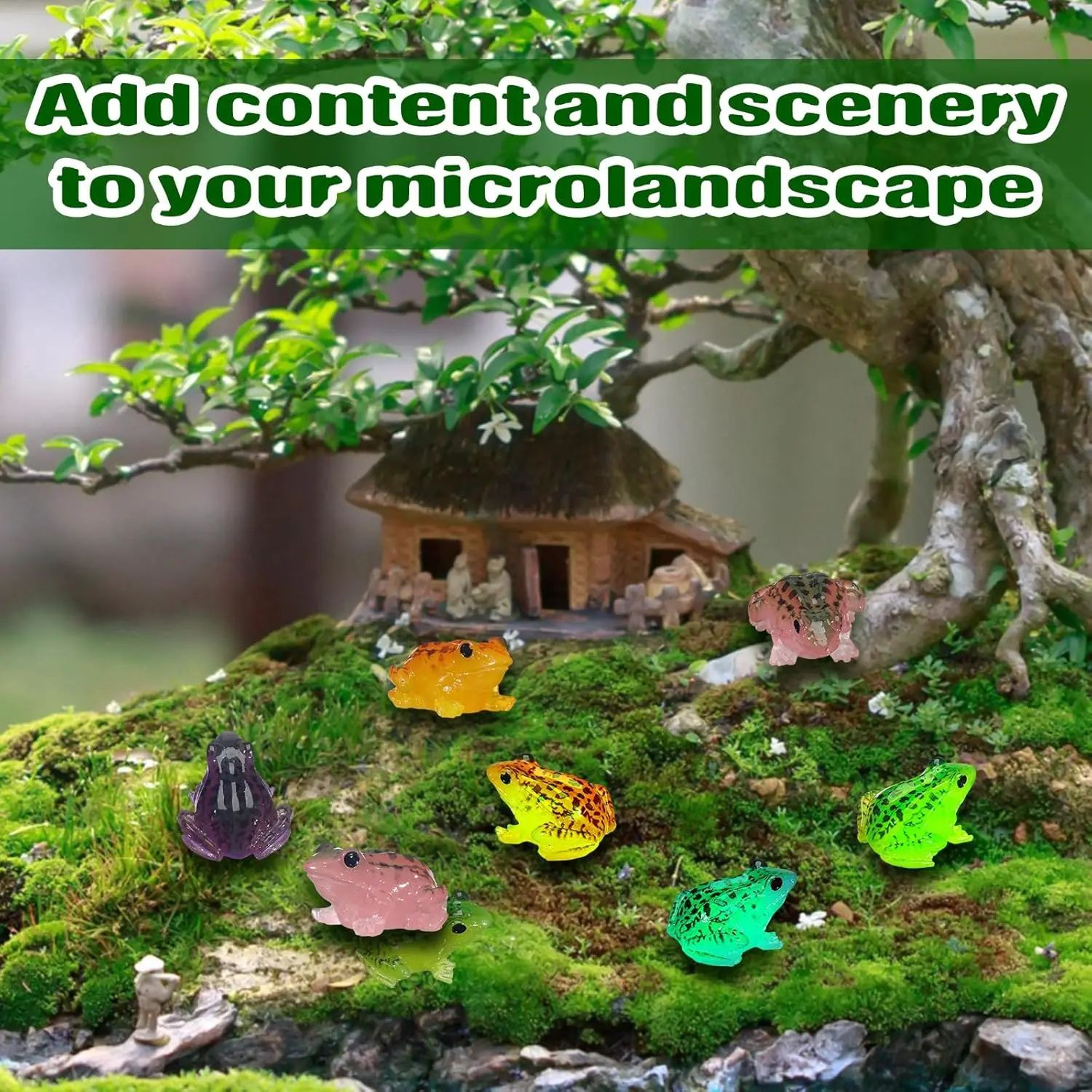 GlowCharm Mini Resin Frog Figurines  Luminous Fairy Garden Frogs For Terrarium  Moss Decor 3
