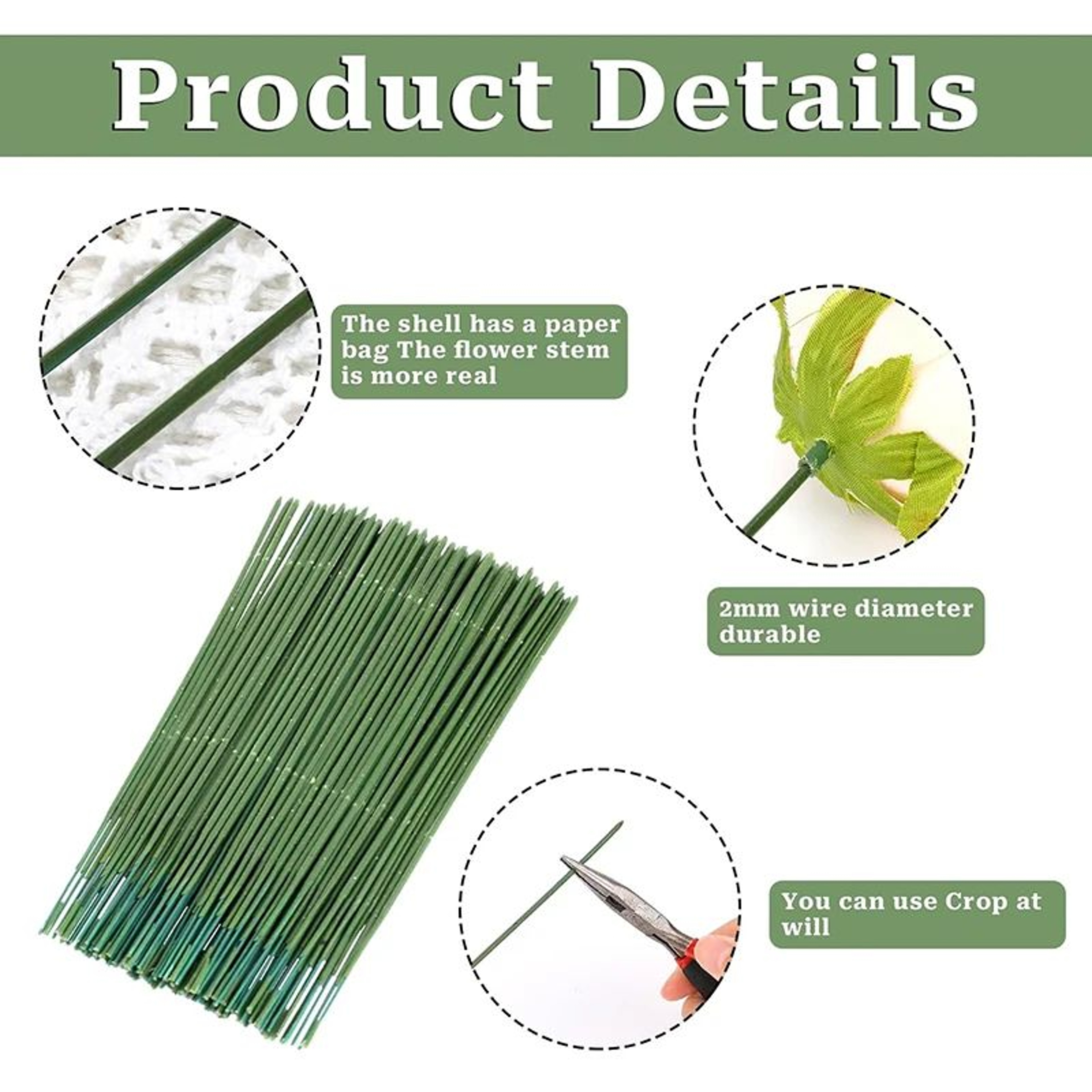 100pcs Artificial Flower Stems  Durable Plastic Rods For Hydrangea  Rose DIY Wedding Decor 3