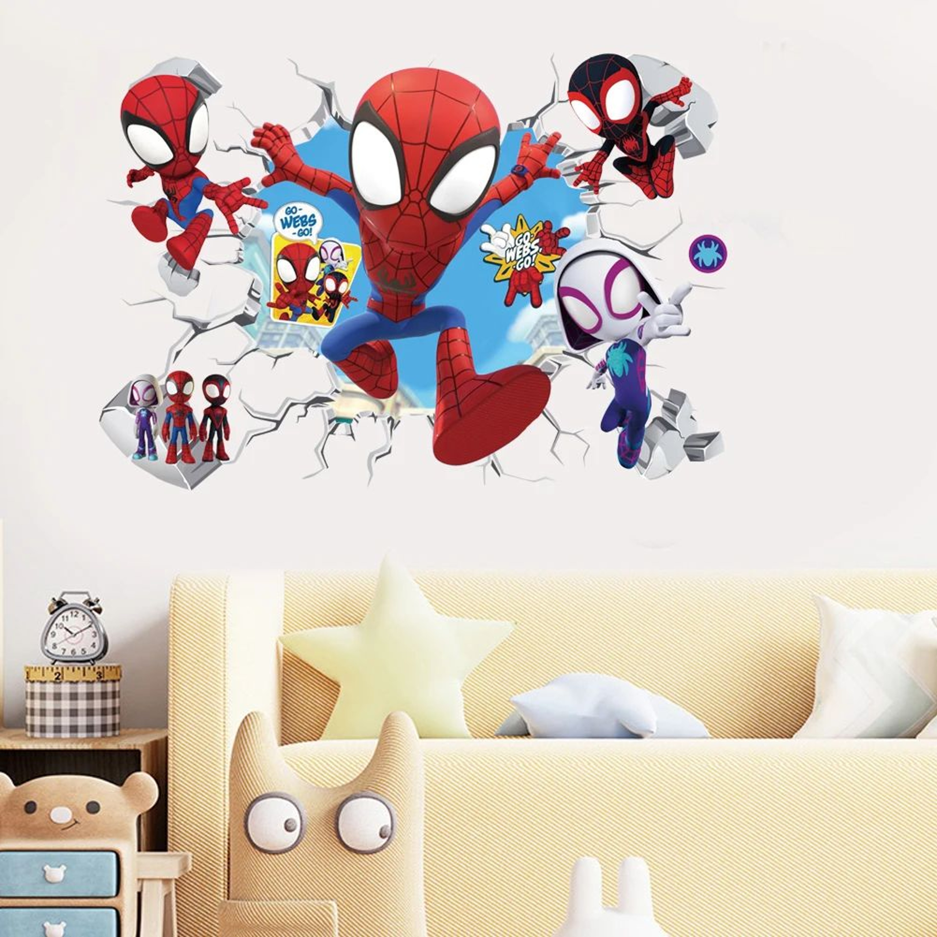 Cute Spiderman Wall Stickers For Kids  Superhero PVC Decals For Bedroom  Playroom Decor 2