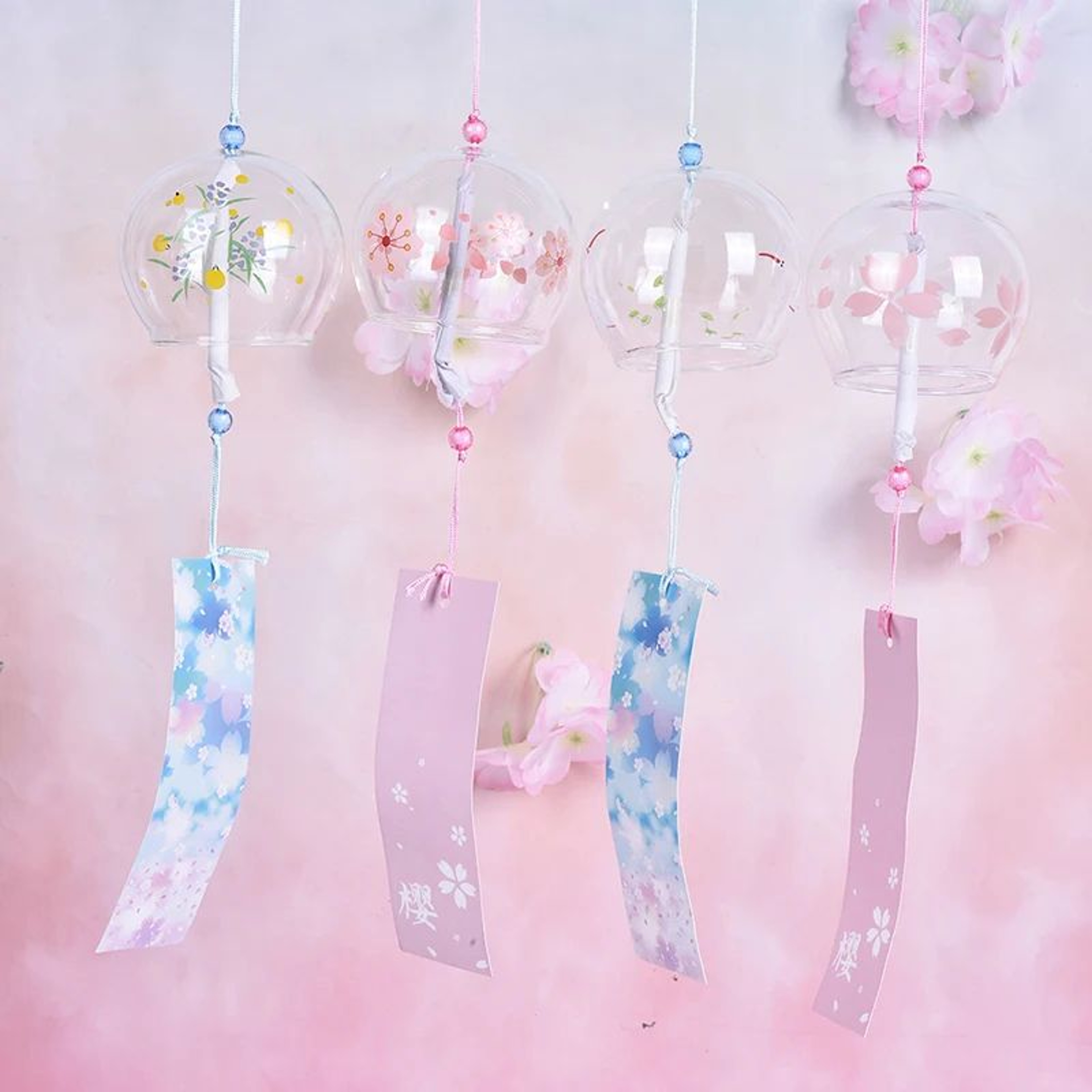 Japanese Sakura Glass Wind Chime  Handmade Clear Wind Bell Hanging Decor For Home  Garden 7