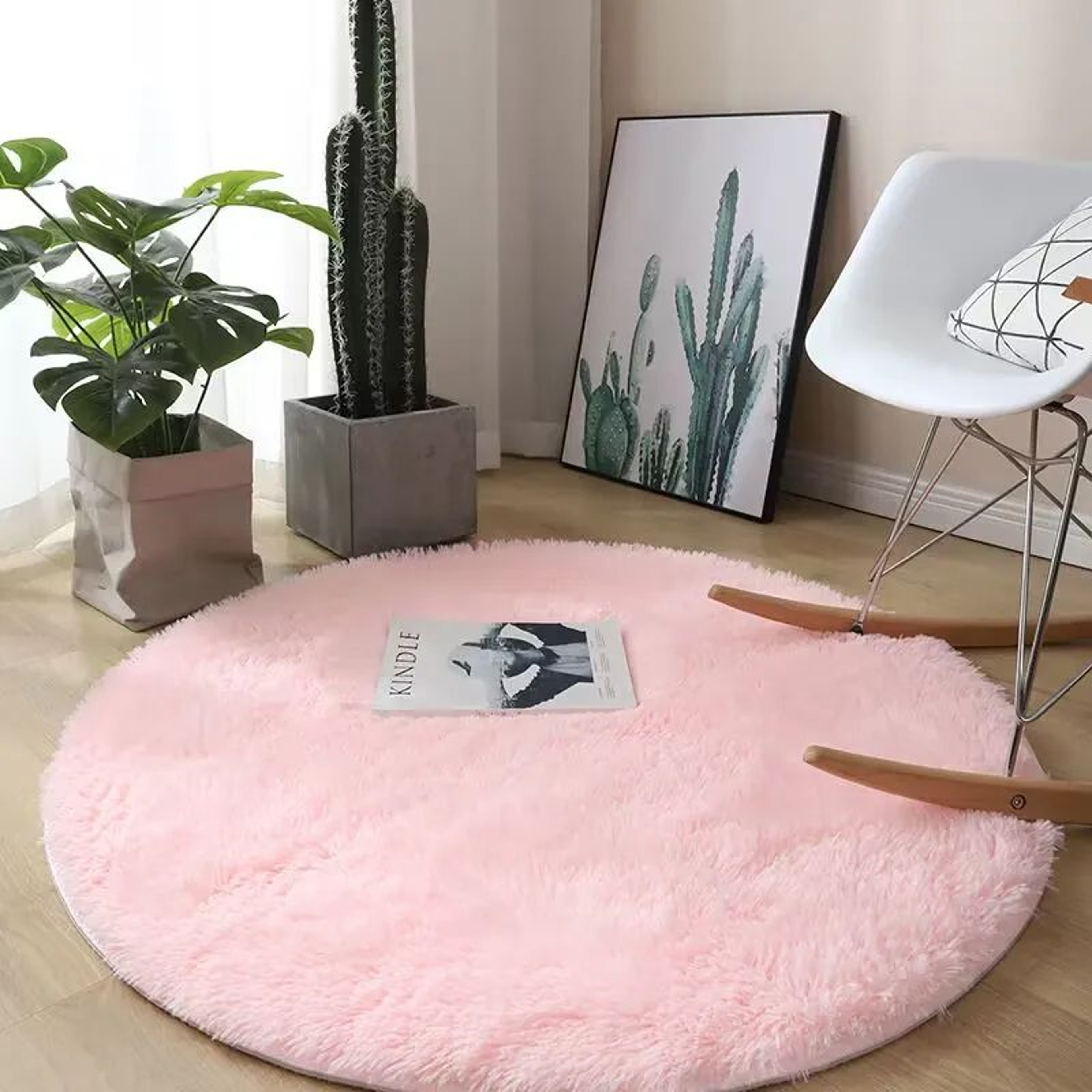 Fluffy Round Plush Area Rug  NonSlip Soft Carpet For Living Room  Kids Bedroom Decor 10