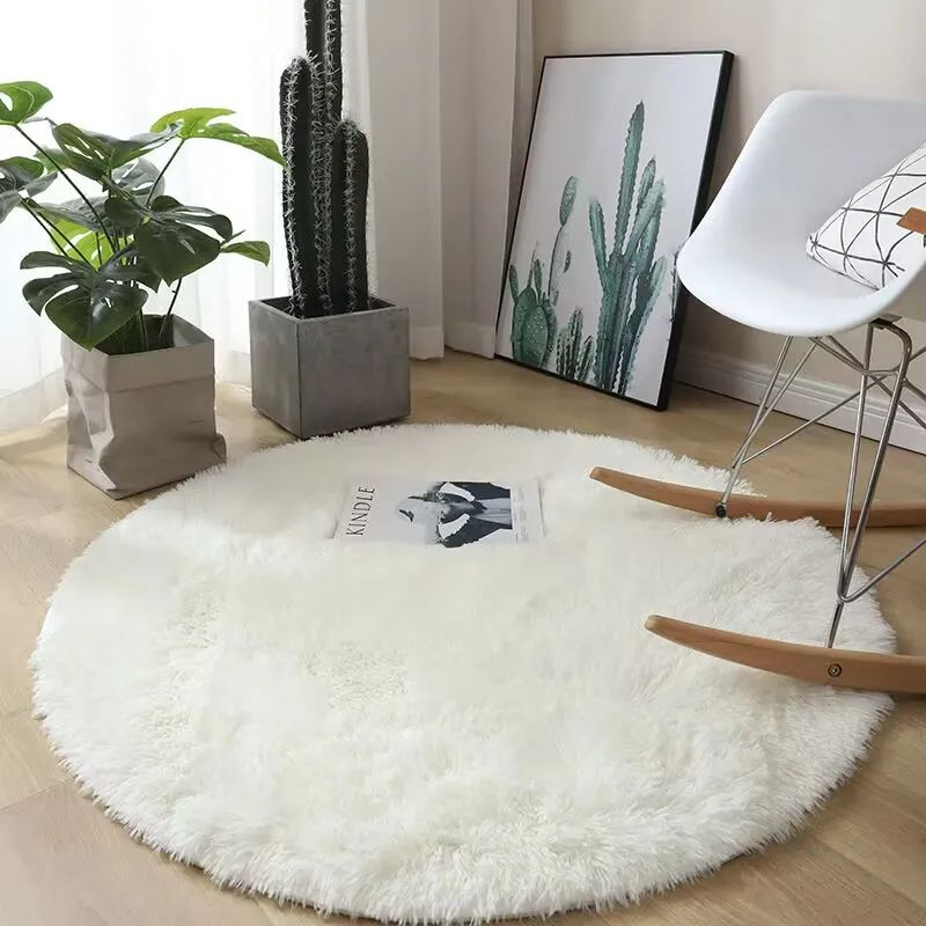 Fluffy Round Plush Area Rug  NonSlip Soft Carpet For Living Room  Kids Bedroom Decor 12