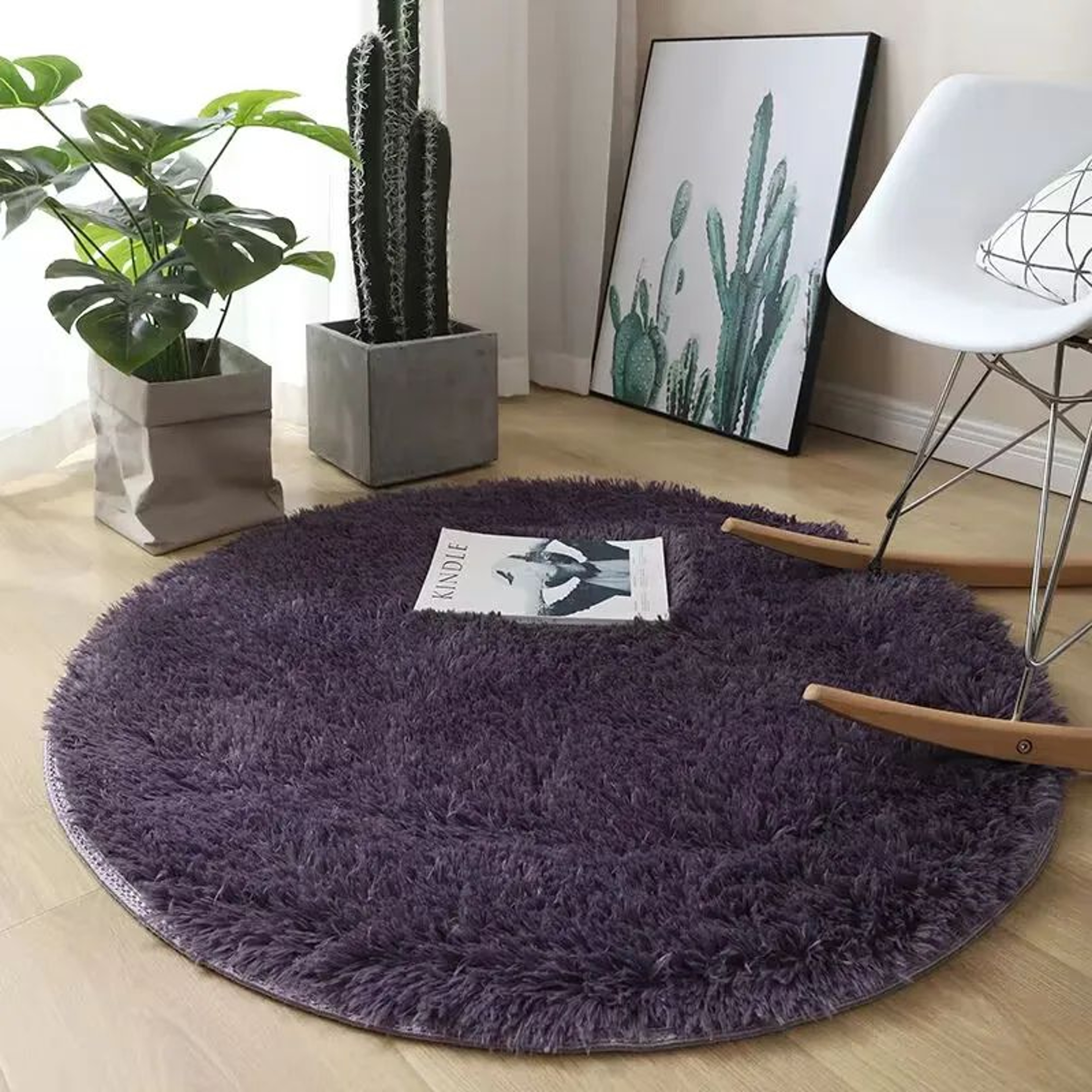 Fluffy Round Plush Area Rug  NonSlip Soft Carpet For Living Room  Kids Bedroom Decor 15