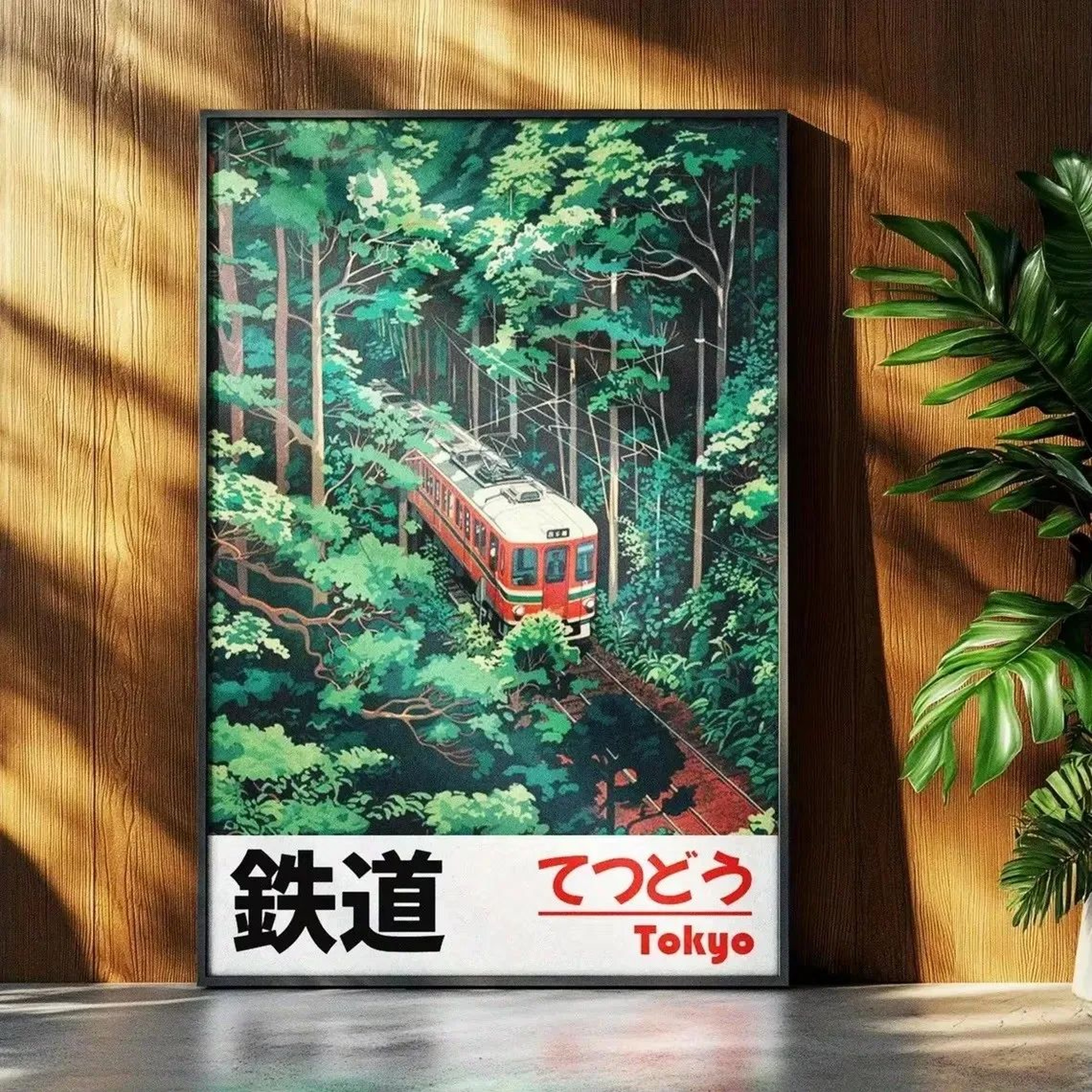 Retro Japanese Tokyo Rainy Night Canvas Wall Art  Railway Street Landscape Poster For Modern Home D 11