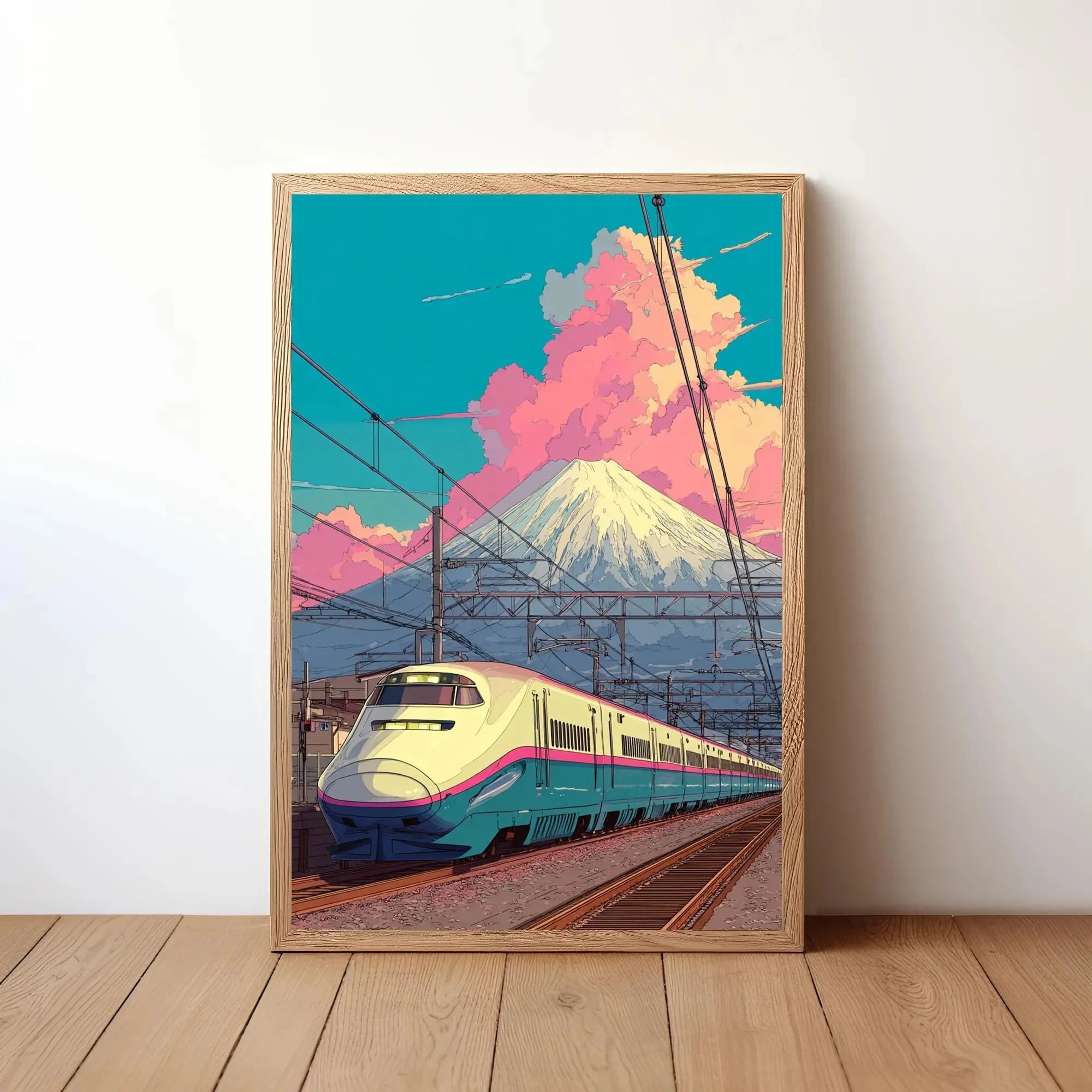 Retro Japanese Tokyo Rainy Night Canvas Wall Art  Railway Street Landscape Poster For Modern Home D 26