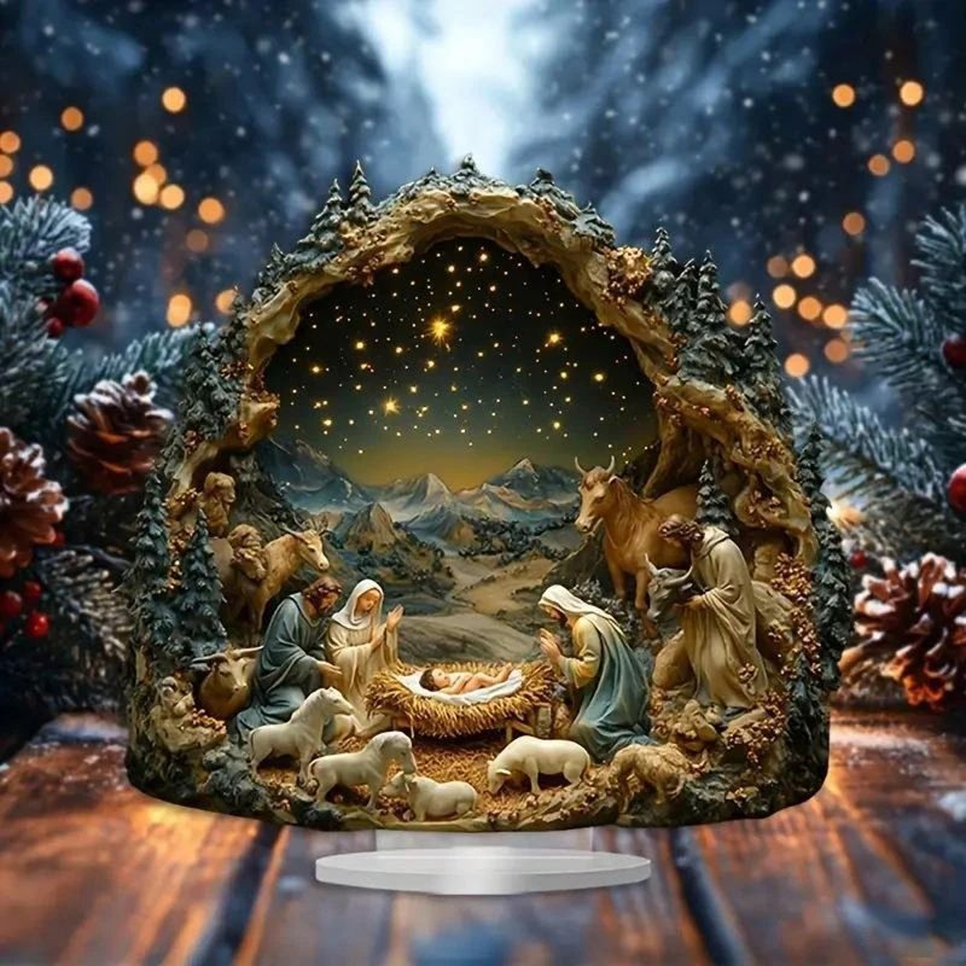 Acrylic Nativity Scene Table Decor  Transparent Christmas Jesus Birth Centerpiece Ornament 1