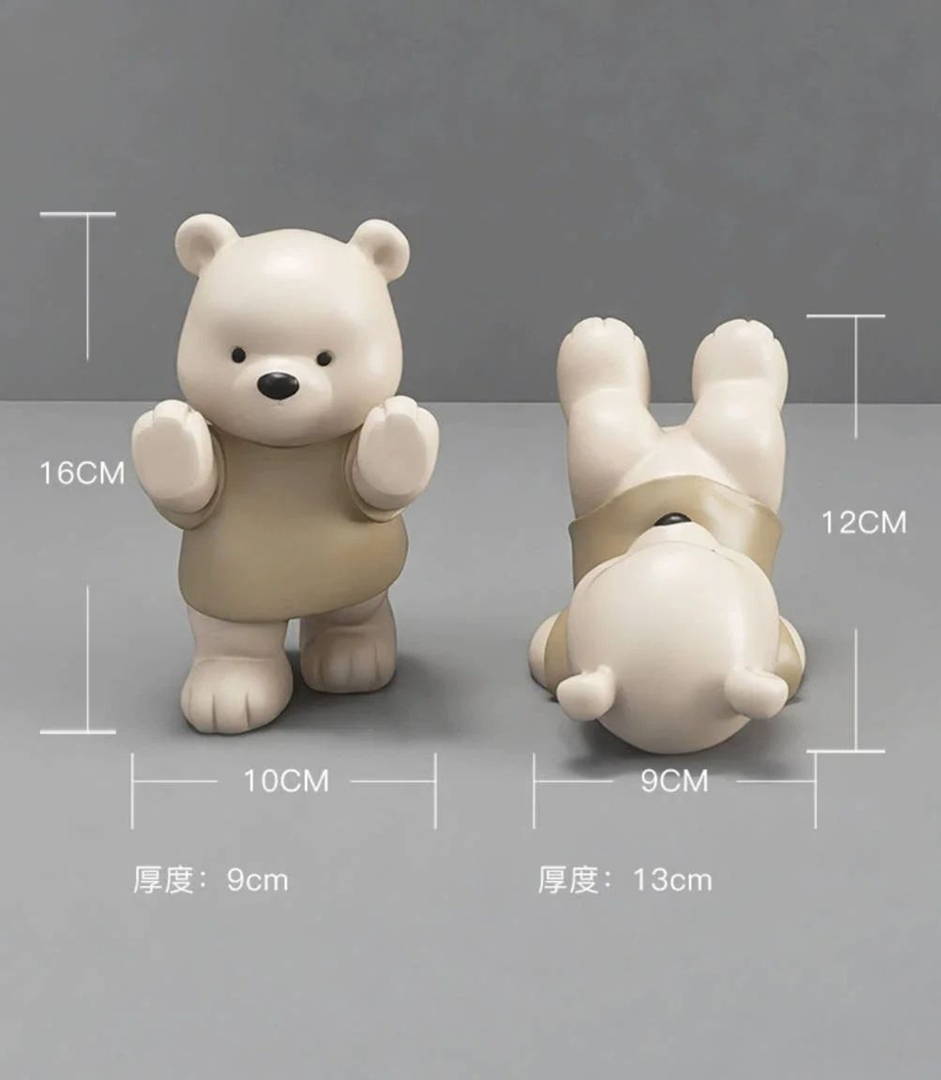 Cute Bear Bookend Figurine  Cream Style Decorative Book Holder For Home  Shelf Decor 9