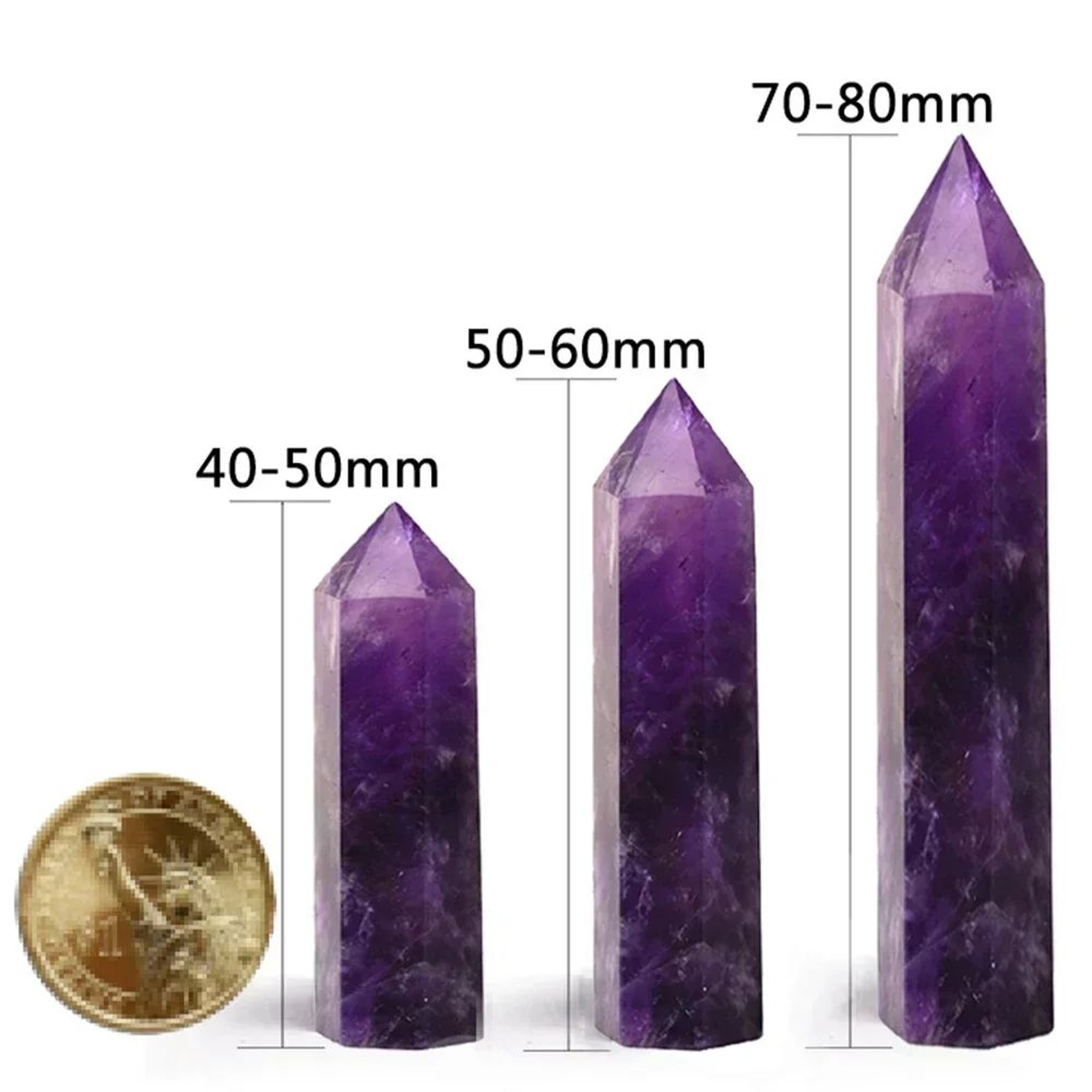 Natural Crystal Obelisk Wand  Rose Quartz  Amethyst Healing Point For Reiki  Home Decor 5