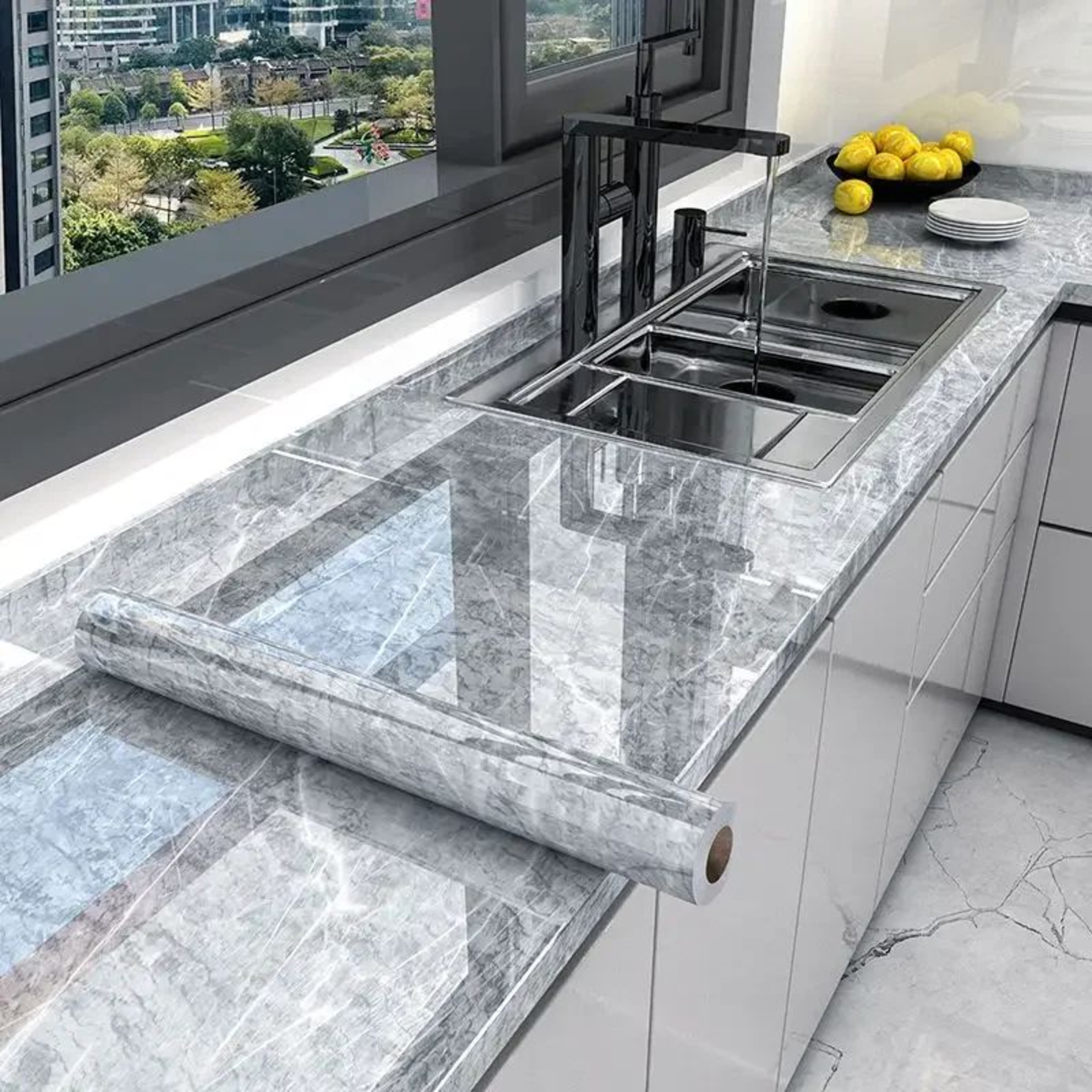 Marble Peel And Stick Wallpaper Roll  Waterproof OilProof SelfAdhesive Film For Kitchen  Home Decor 1