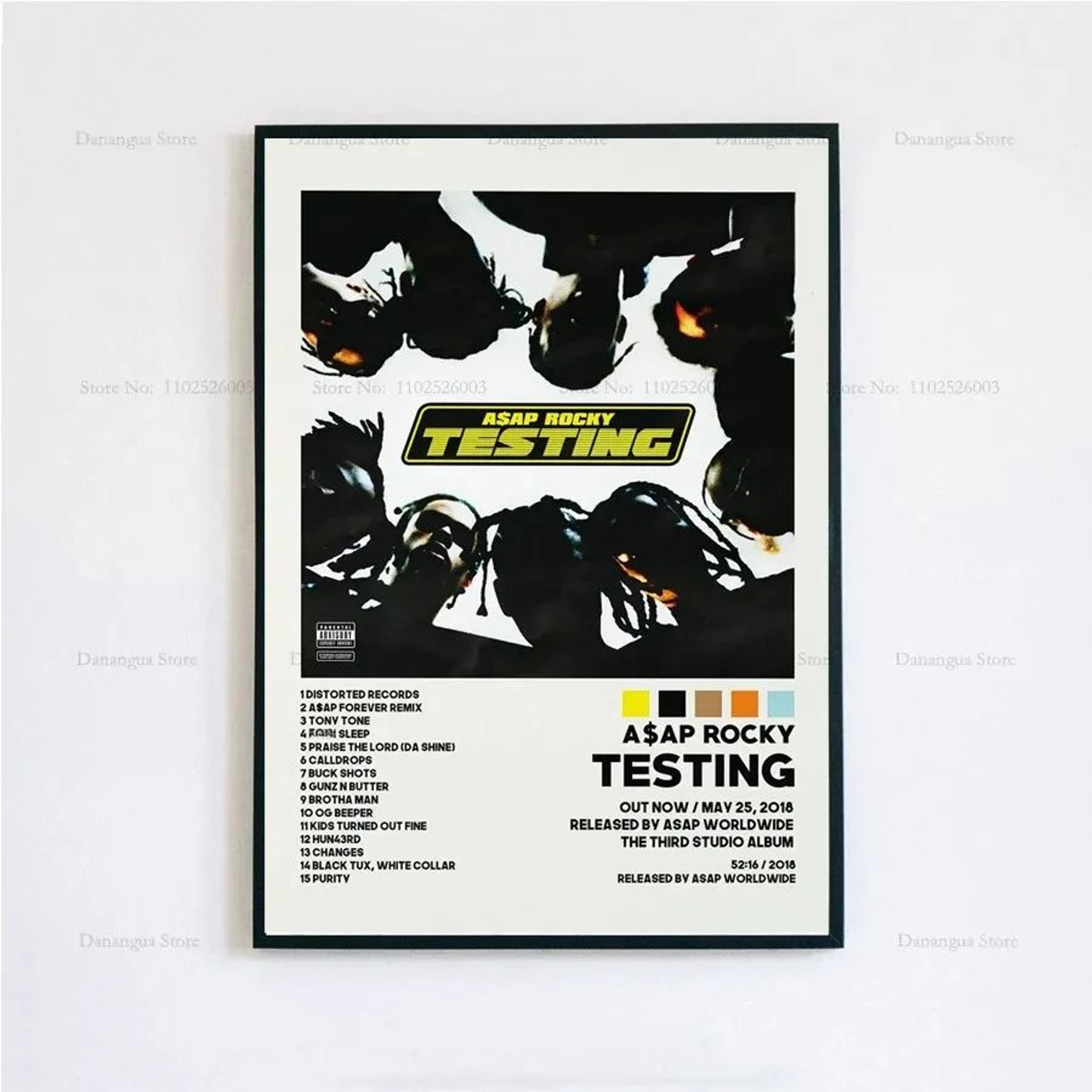 ASAP Rocky Testing Album Poster  Hip Hop Music Wall Art Canvas Print Home Decor 16