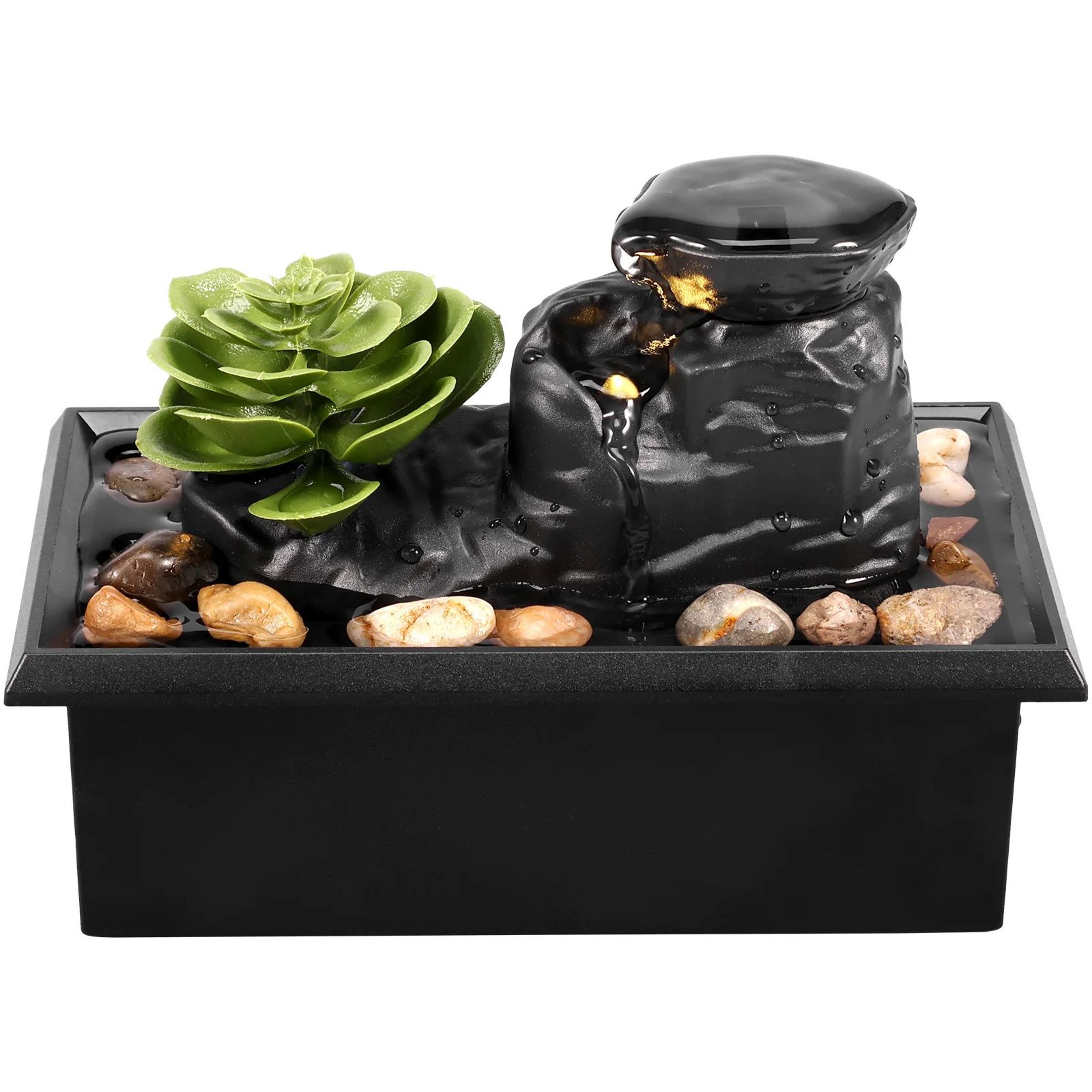 ZenFlow Tabletop Water Fountain With LED Light  USBBattery Mini Desktop Waterfall Decor 8