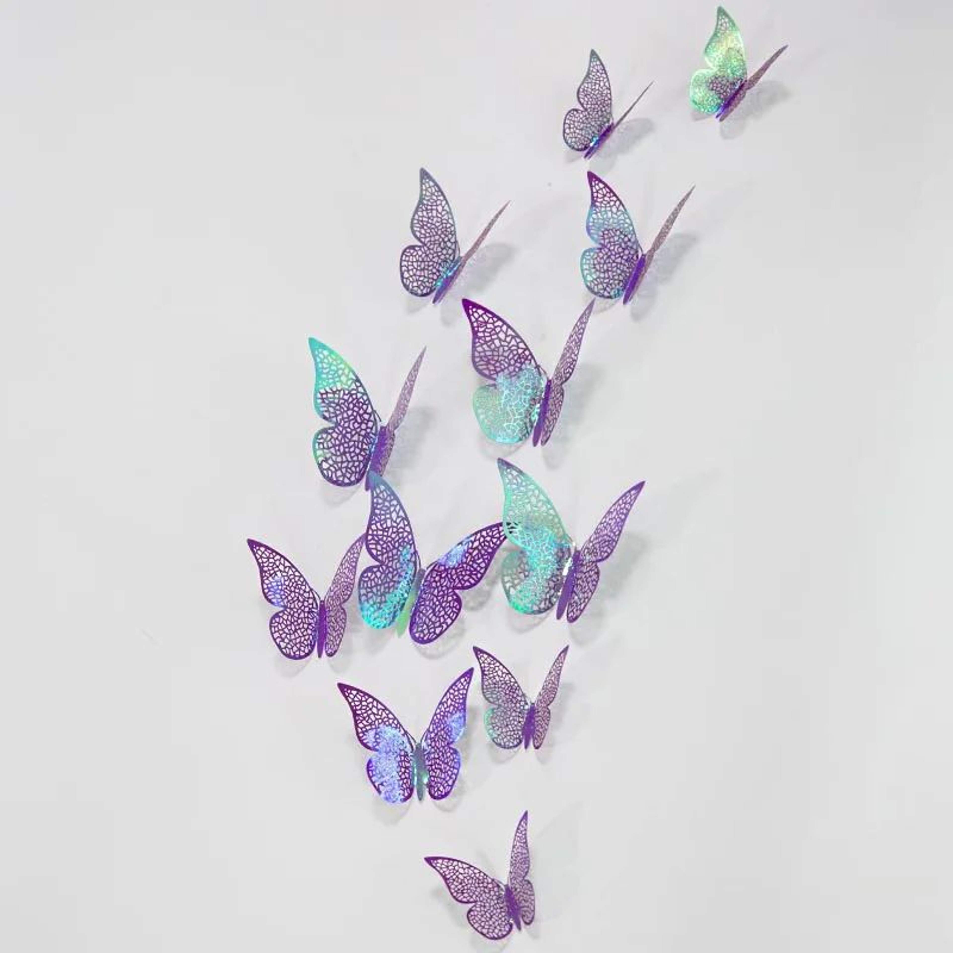 3D Mirror Butterfly Wall Stickers  Hollow Gold Silver  Blue DIY Room Decor 9