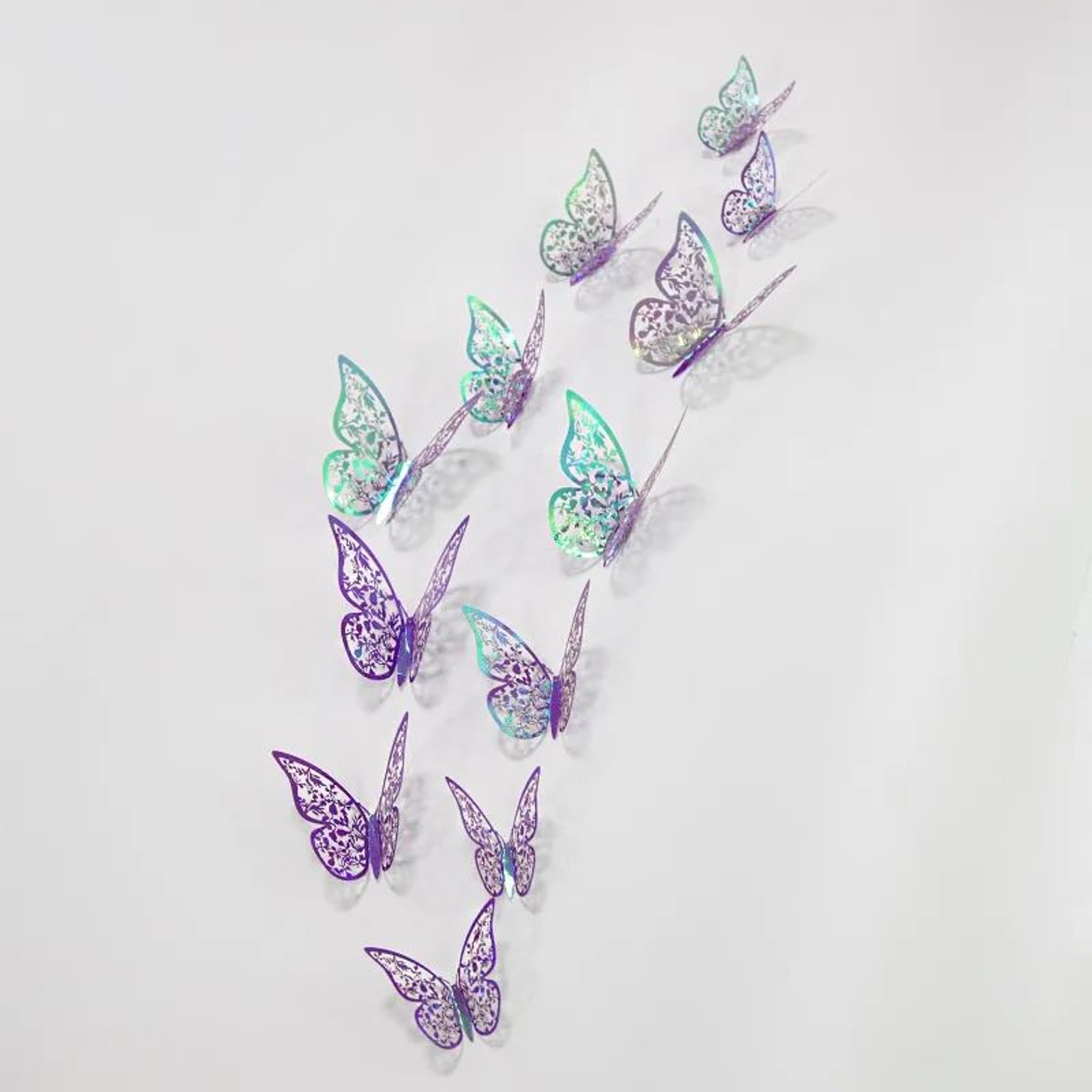 3D Mirror Butterfly Wall Stickers  Hollow Gold Silver  Blue DIY Room Decor 10